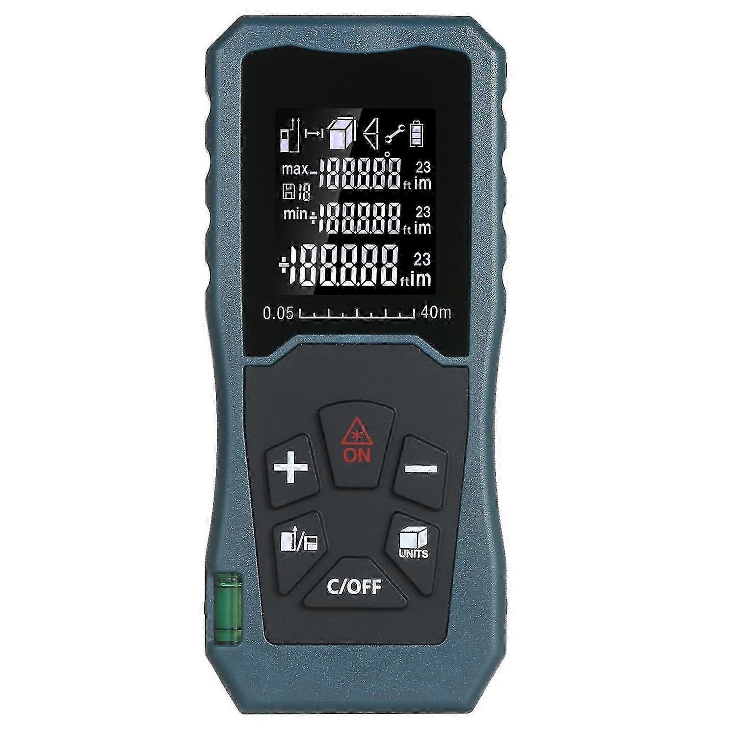 Handheld Laser Meter Bubble Level 1.6-inch LCD Diastimeter with Pythagorean Mode