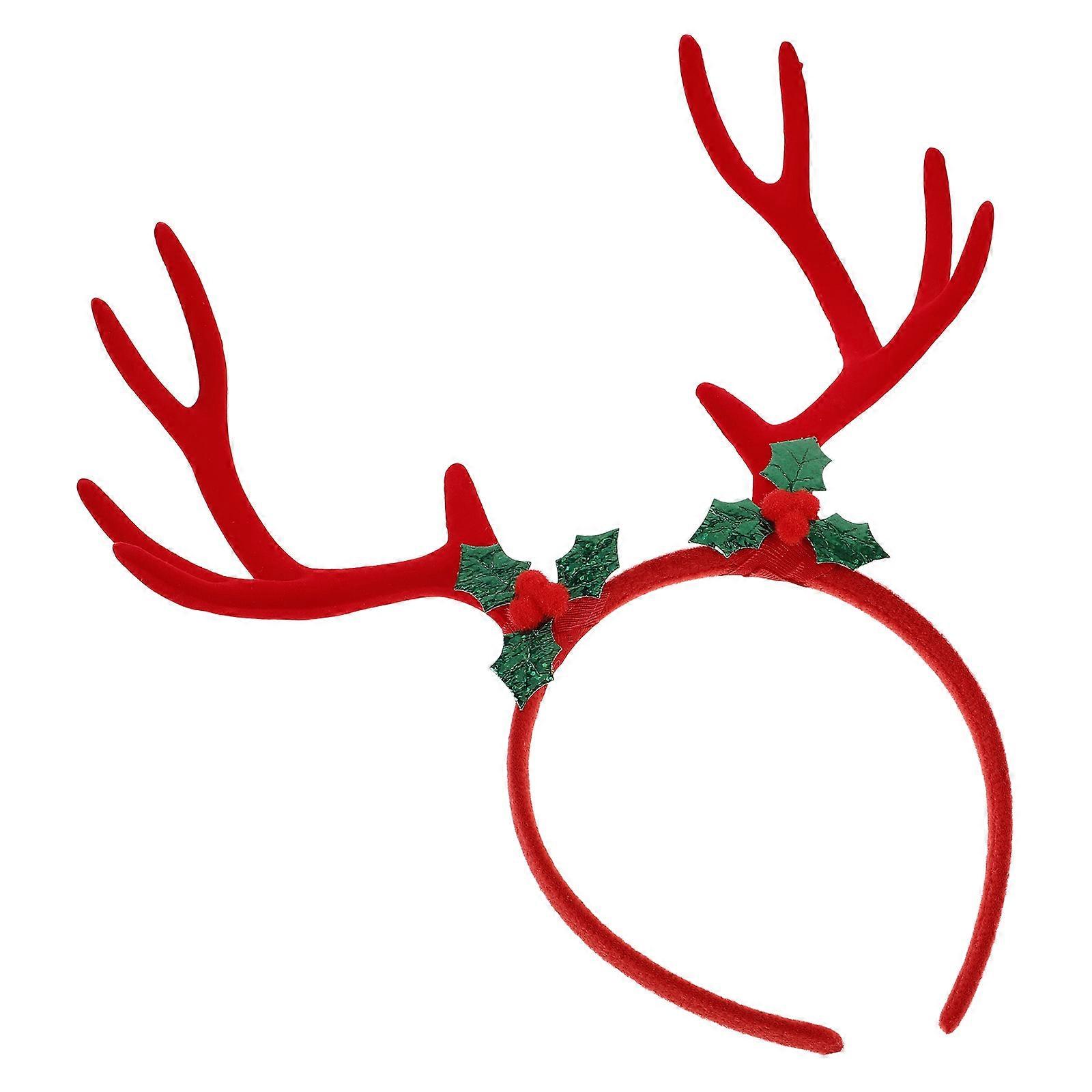 White Headband Reindeer Antlers Headband Christmas Party Realistic Appearance Red 25.50X25.00X5.00CM 1Pcs