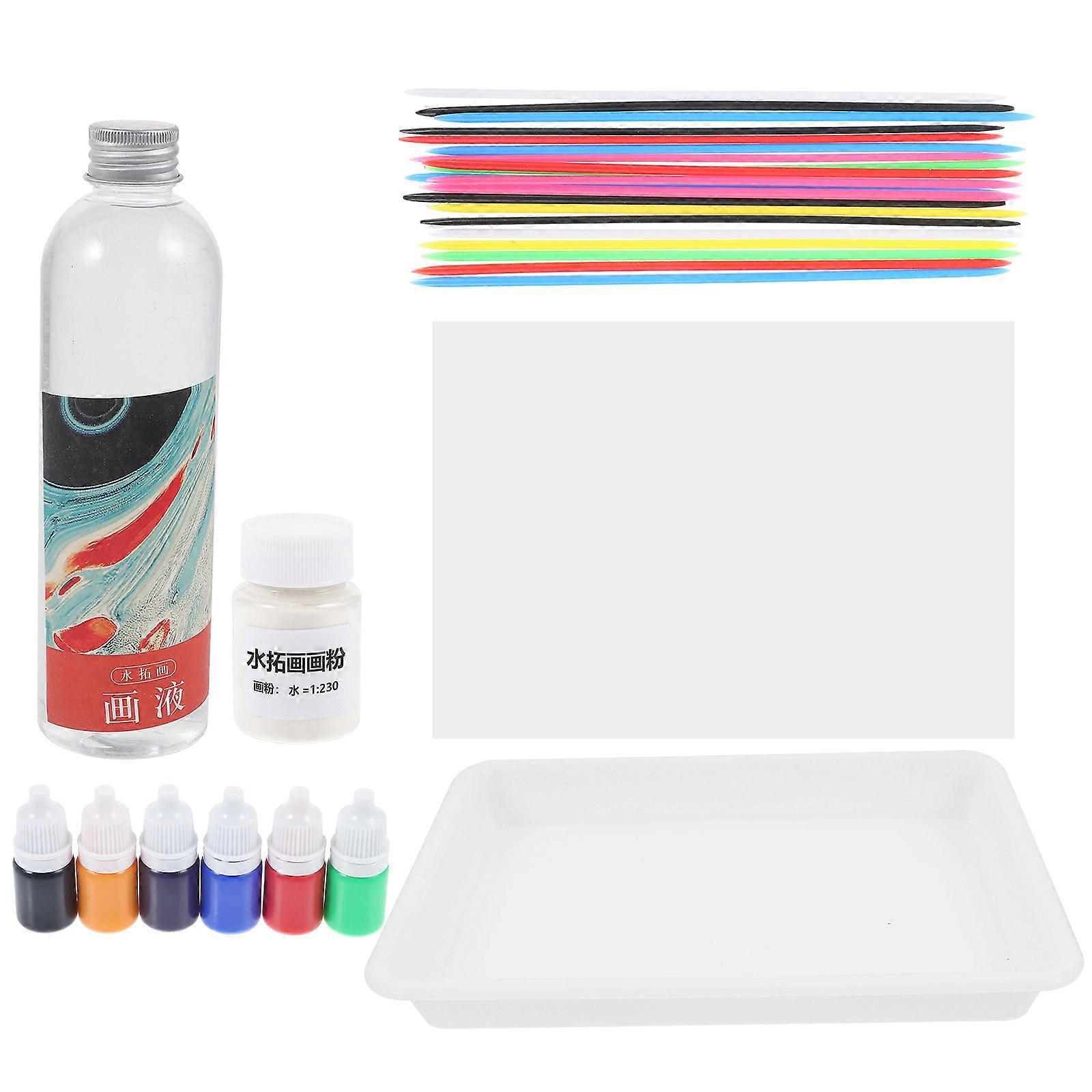 Water Marbling Paint Kit Water Marbling Pigment Kit For DIY Coloring Assorted Color 34.00X25.00X2.00CM Creativity Encouragement 1 Set