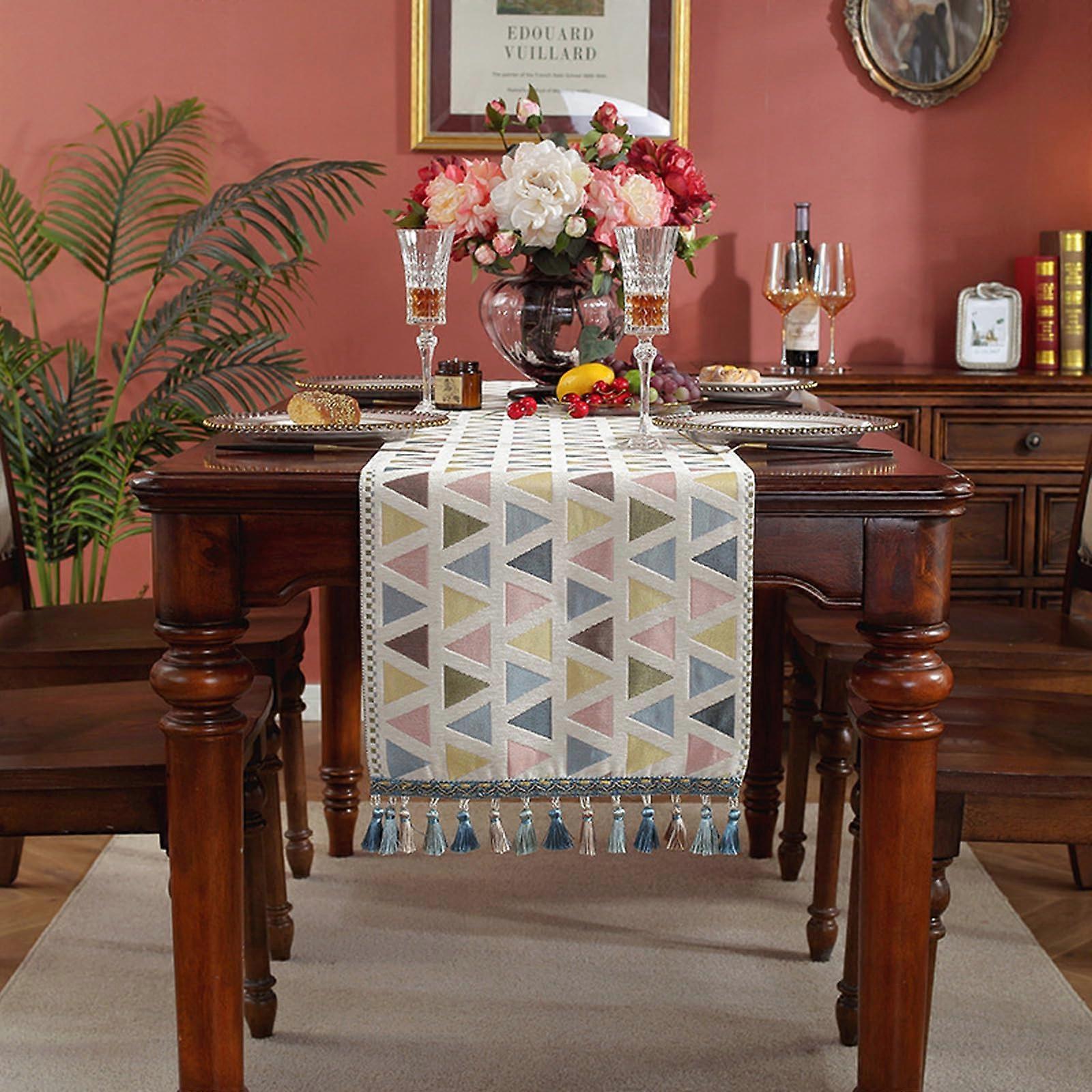 35 x 200 cm Linen Table Runner Modern Table Decoration for Kitchen Table, Dining Table Table Runner Tablecloth JL05 200 x 35 cm (Rectangular)