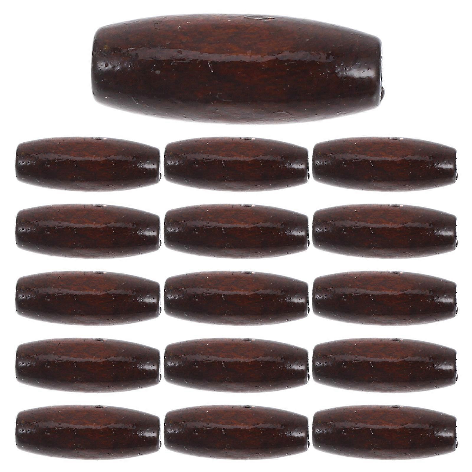 Natural Wood Beads Oval for DIY Projects Rustic Wooden Spacer Beads Chocolate 2.40X0.40X0.40cm 50Pcs