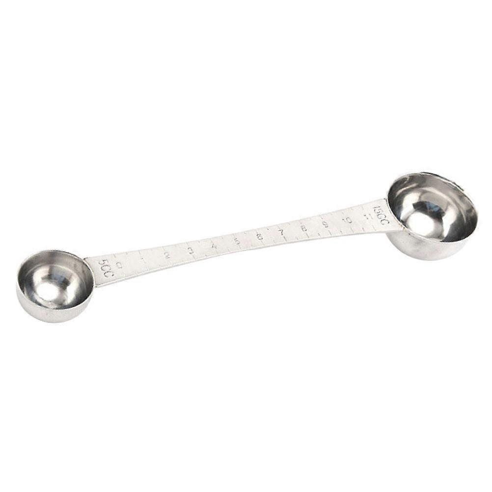 Retro Coffee Measuring Spoon Double-Headed Stainless Steel Scoop with Scale for Professional Silver 20x4cm 1Set