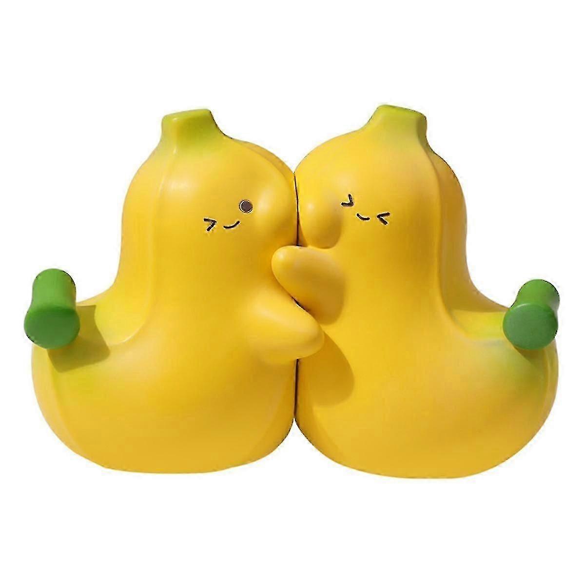 Banana Shaped Resin Book Ends 1 Pair Non-Skid Decorative Book Stoppers Holders for Bookshelf