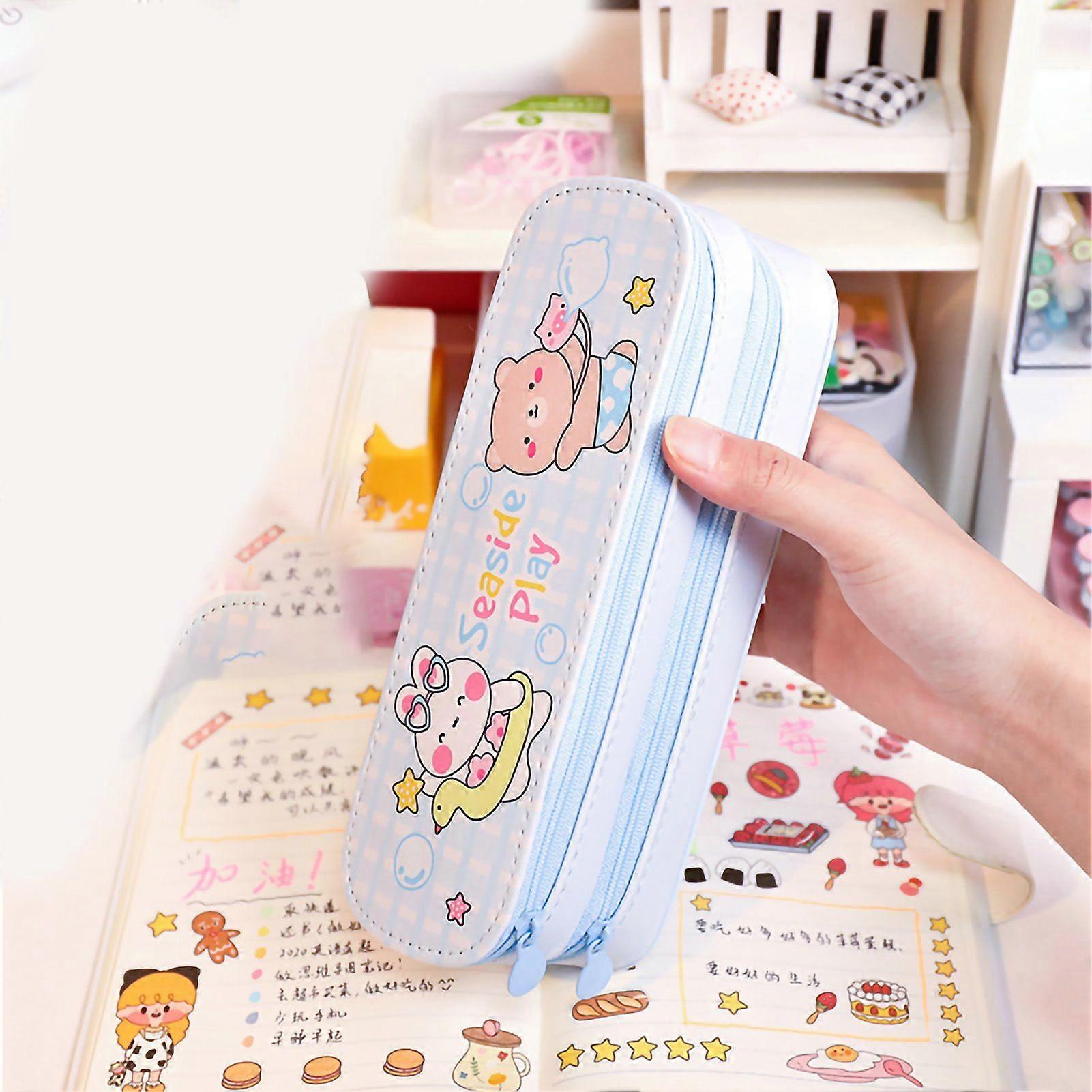 2025 Latest Model  Double Layer Pencil Pouch Large Capacity Simple Style