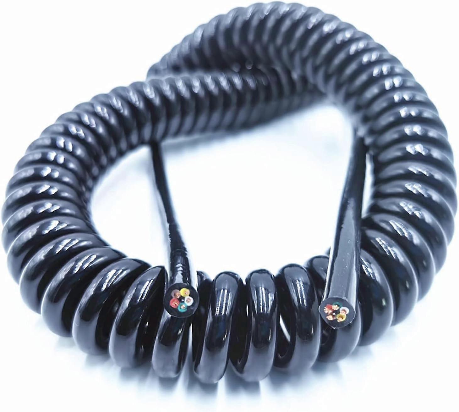 Spiral Telescopic Cable 2.5M 5M 7.5M Expandable Black Power Cord 6 Core 8 Core 24AWG 20AWG 7.5M 8 Core 20AWG