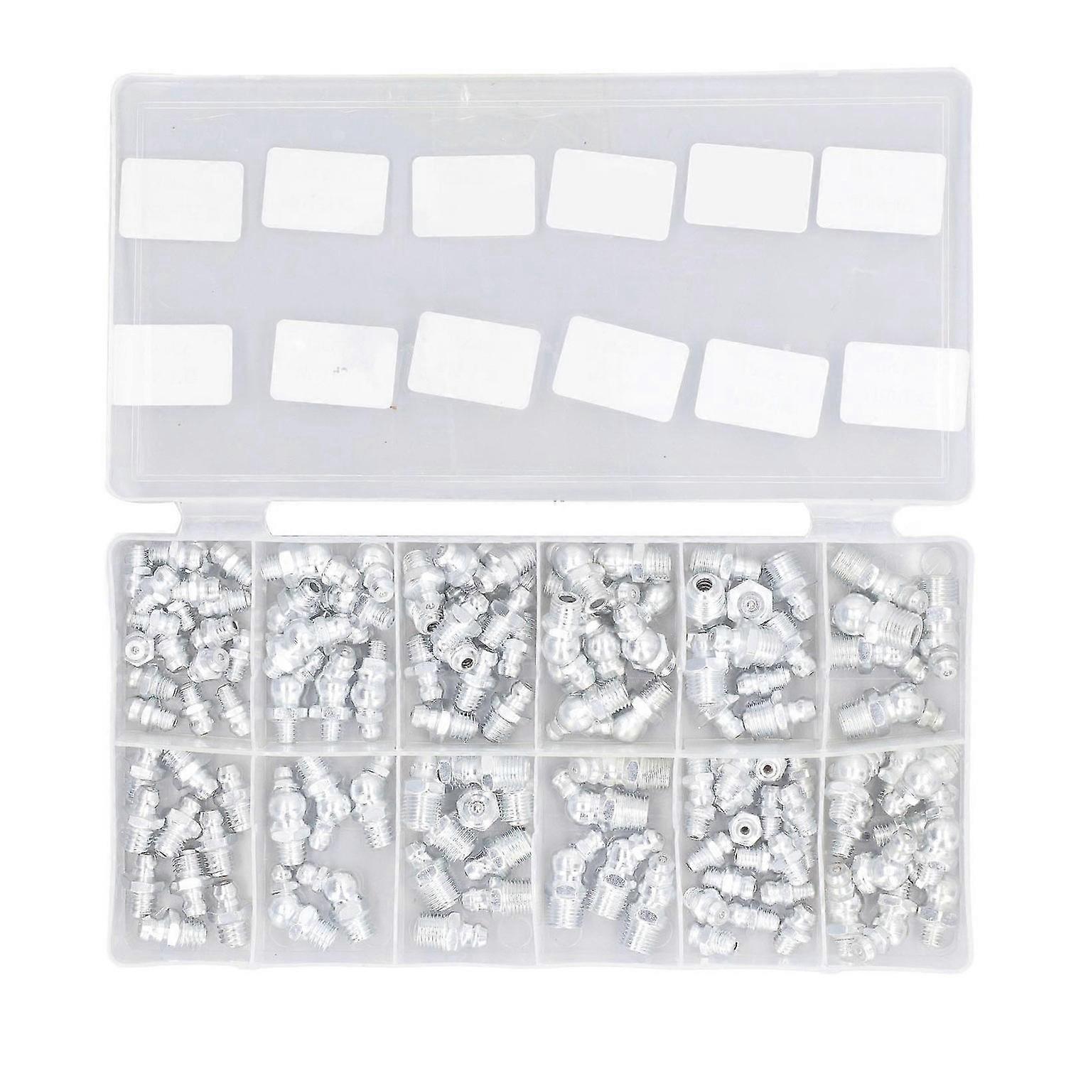 130Pcs Hydraulic Grease Fitting 12 Types SAE Zerk Fitting Grease Nipple Assortment