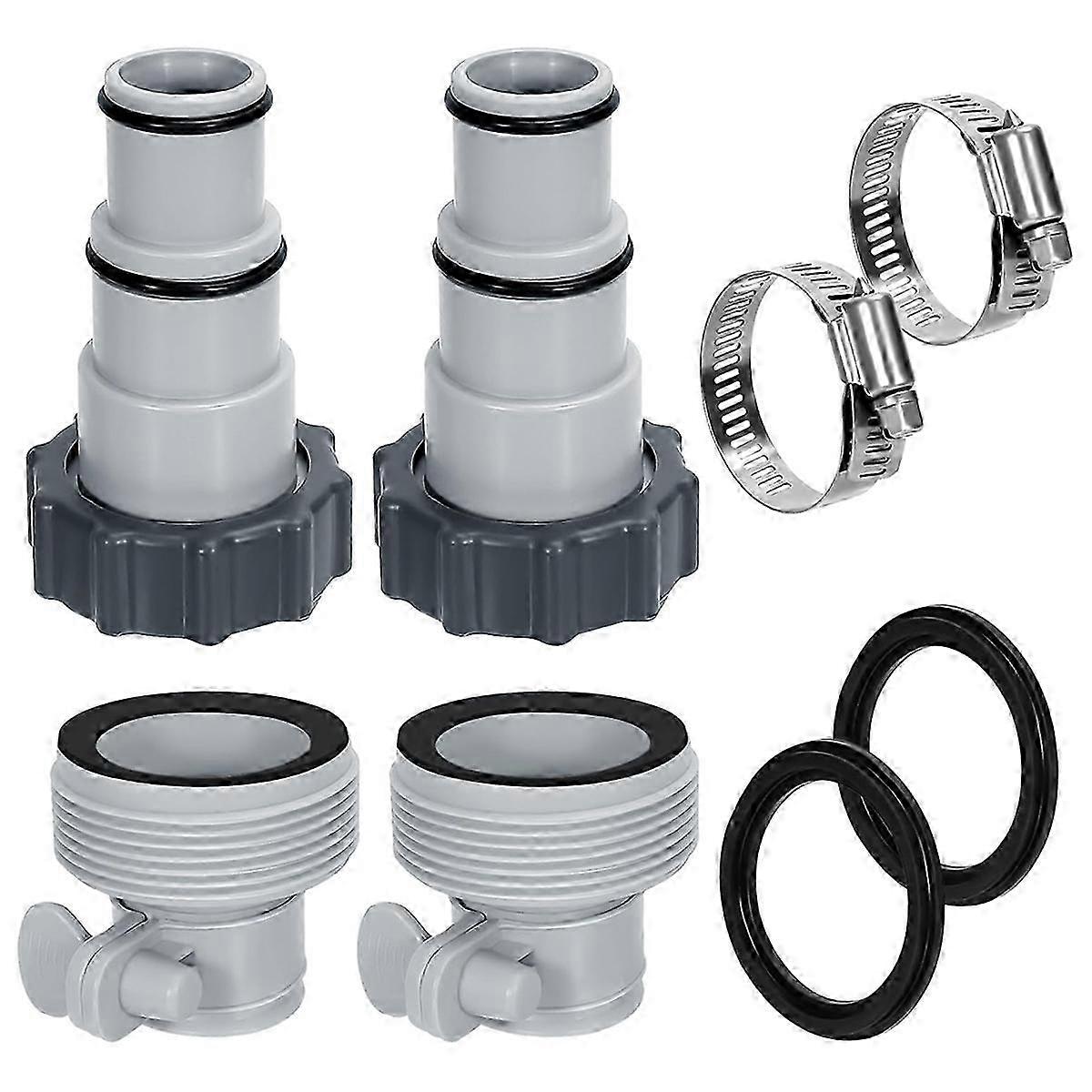 Pool Hose Adapter Kit,2 Types Pool Pump Hose Connector for 1.5 & 1.25 in Hoses for Aboves Ground Poo Edition 0708