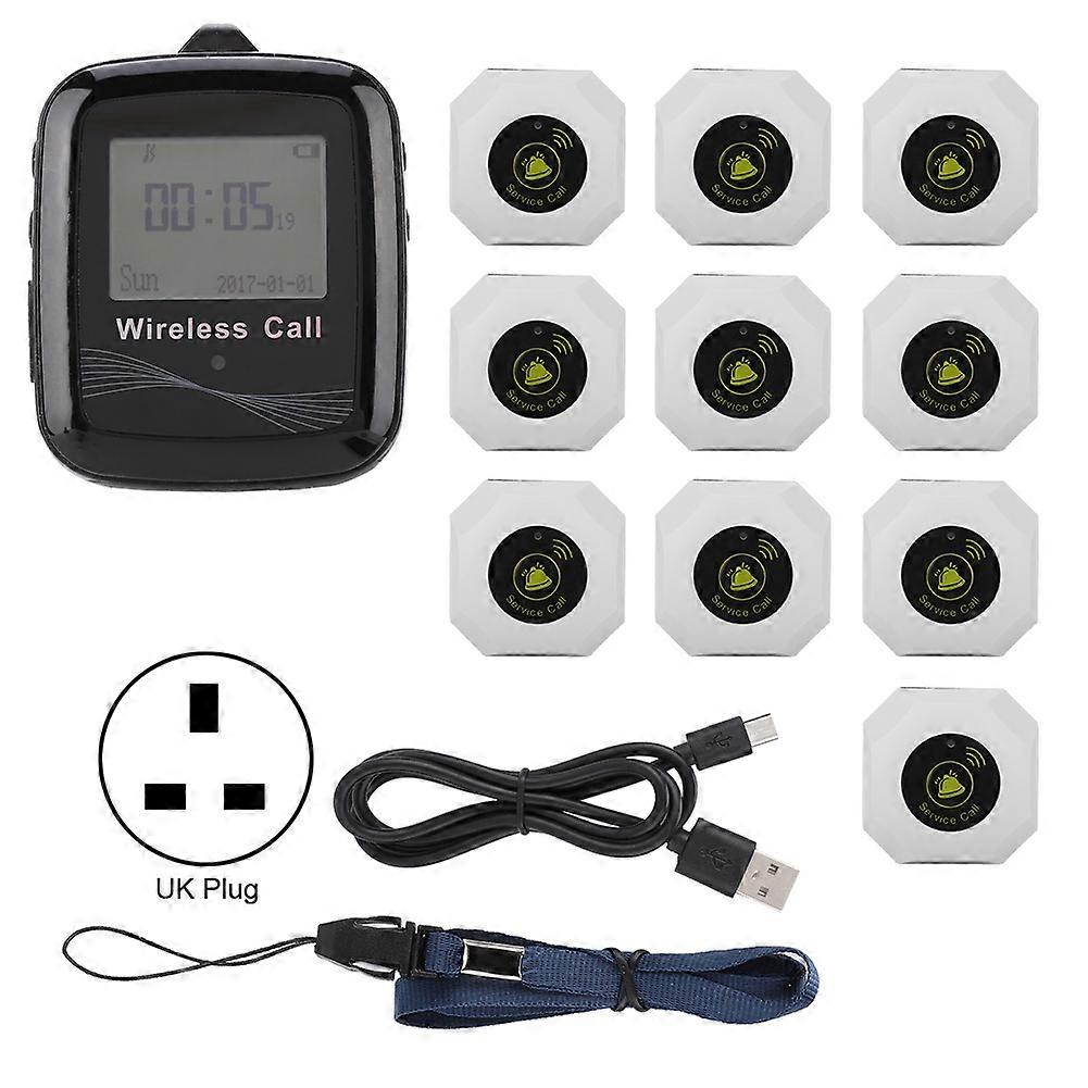 Restaurant Paging System Black Mobile Receiver 10pcs White Wireless Pager
