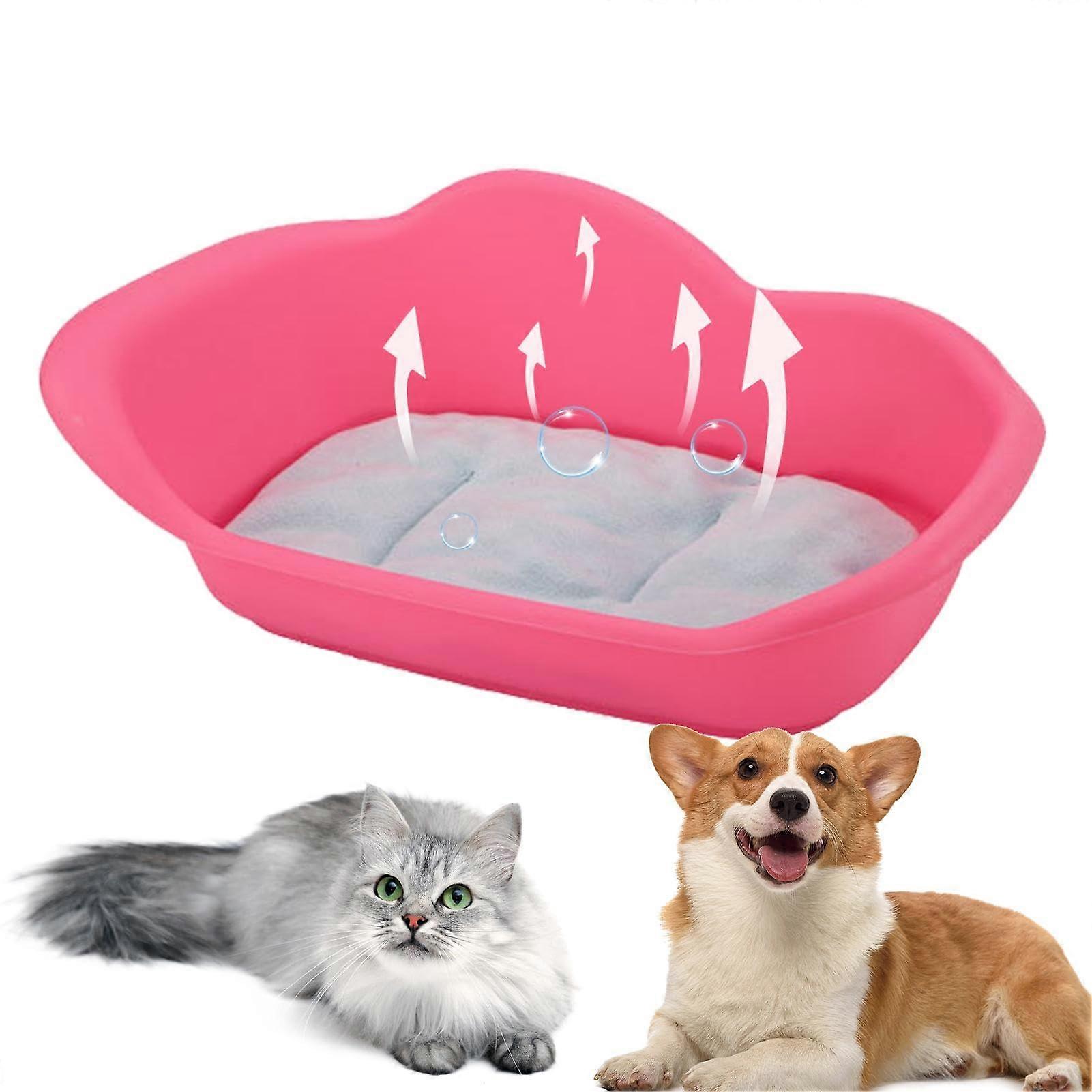 Puppy Box for Dogs - Breathable Hot Pink Puppy Crate with Cushion Throw Bed, Comfortable Incubator for Small Pets