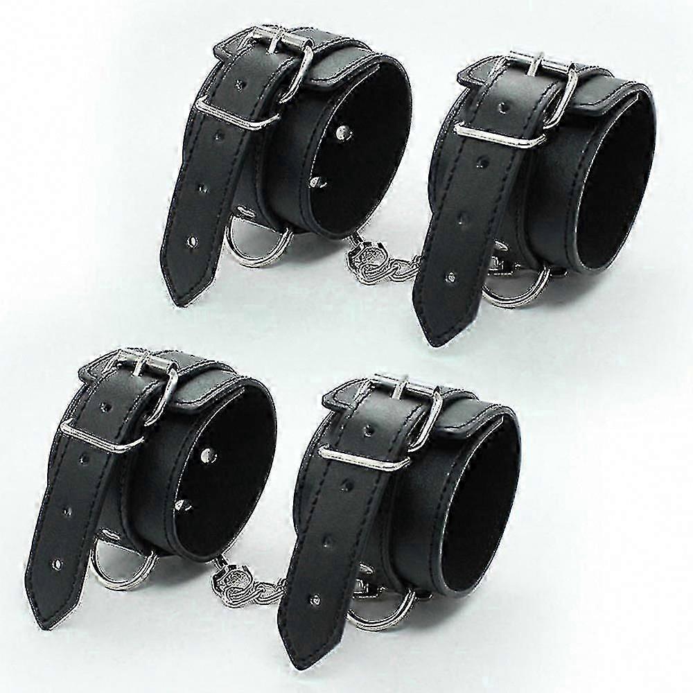 רצועות קרסול מעור שחור לאימון, אזיקי כושר לגלוטס ורגליים, רצועות יוגה ביתיות לגברים ונשים