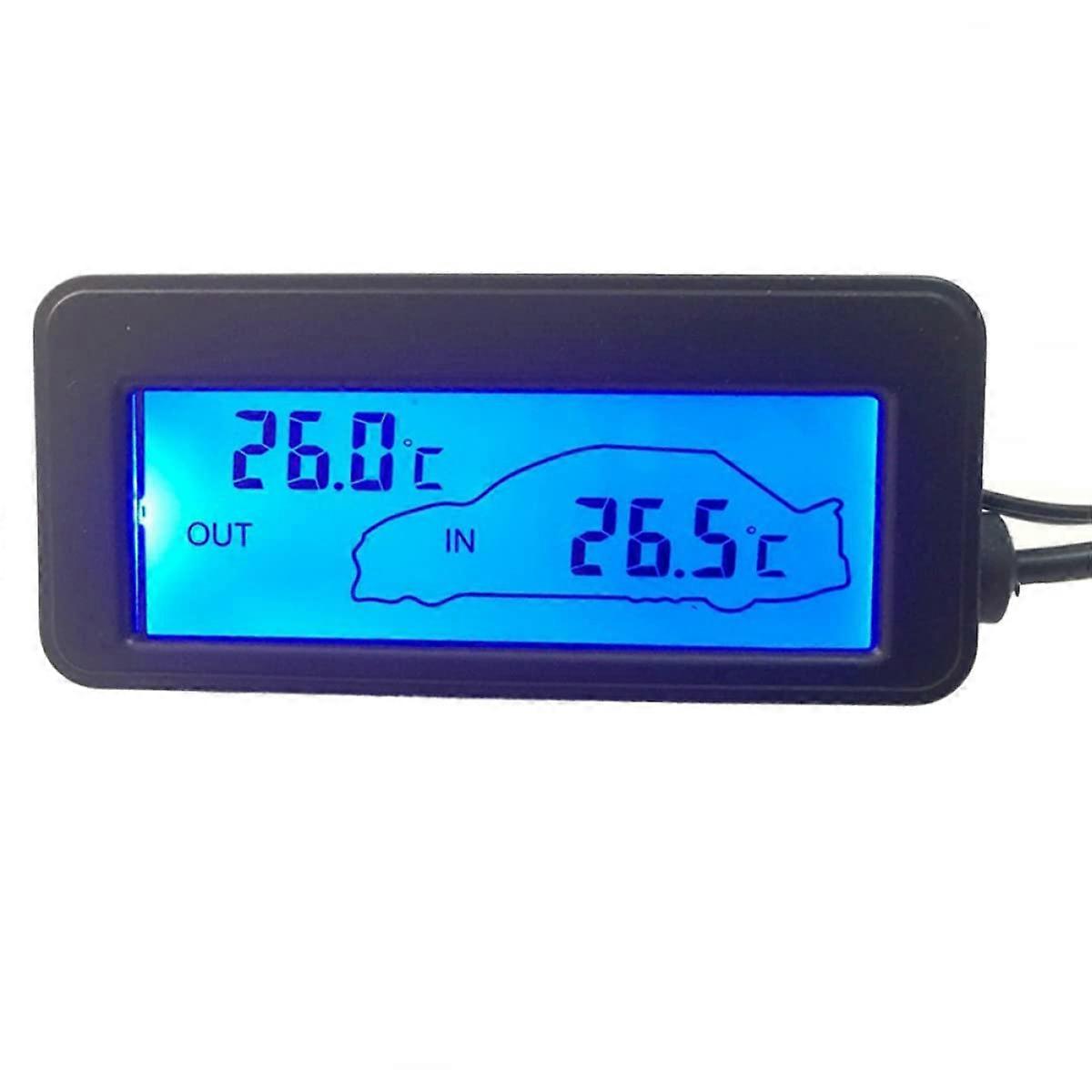 Car Thermometer Indoor Outdoor Digital Thermometer with 12V Backlight LCD Display for Vehicle and Home Use