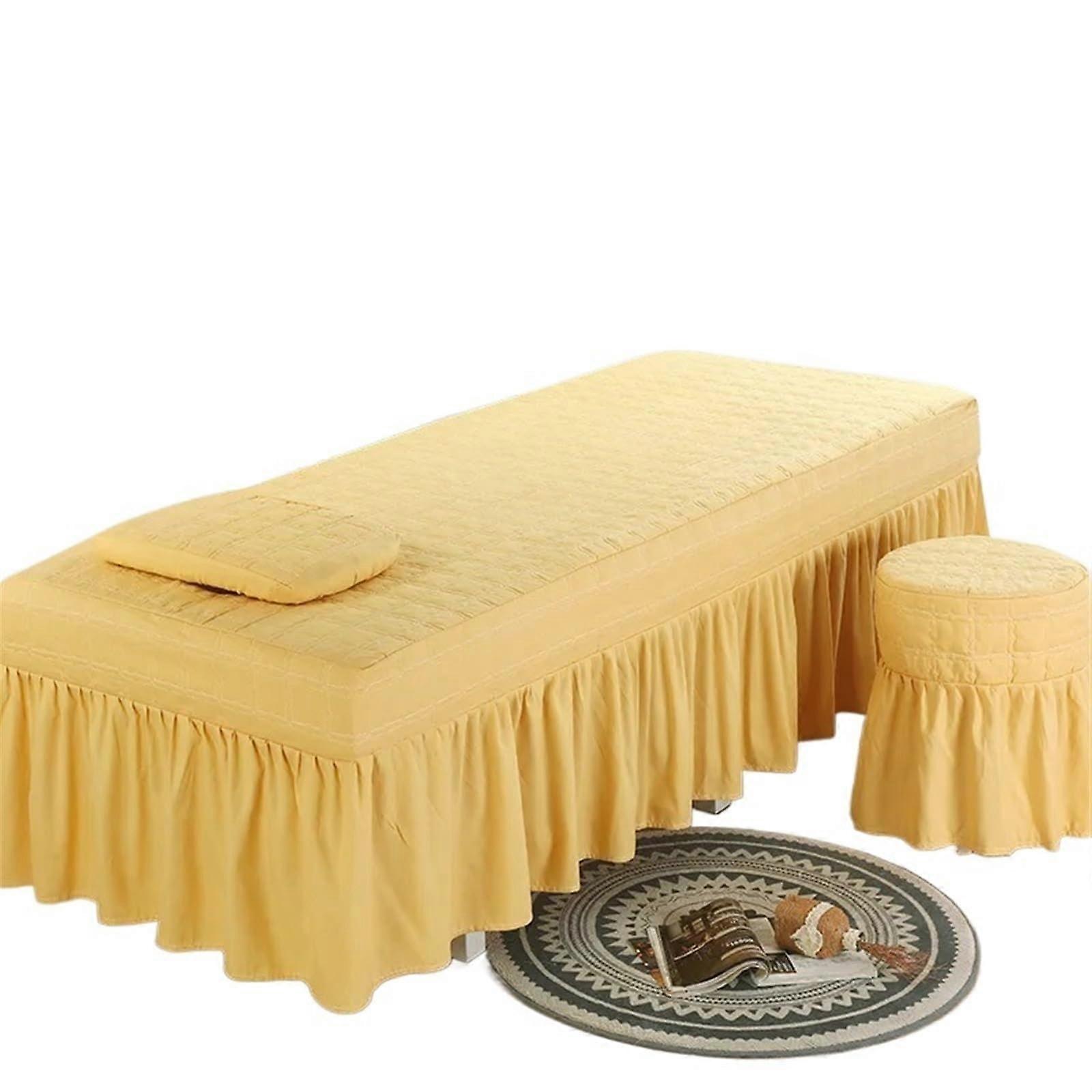 Massage table cover Beauty massage bed sheet, elastic spa table cover, salon couch sheet, bedding (Yellow, 80x190cm)