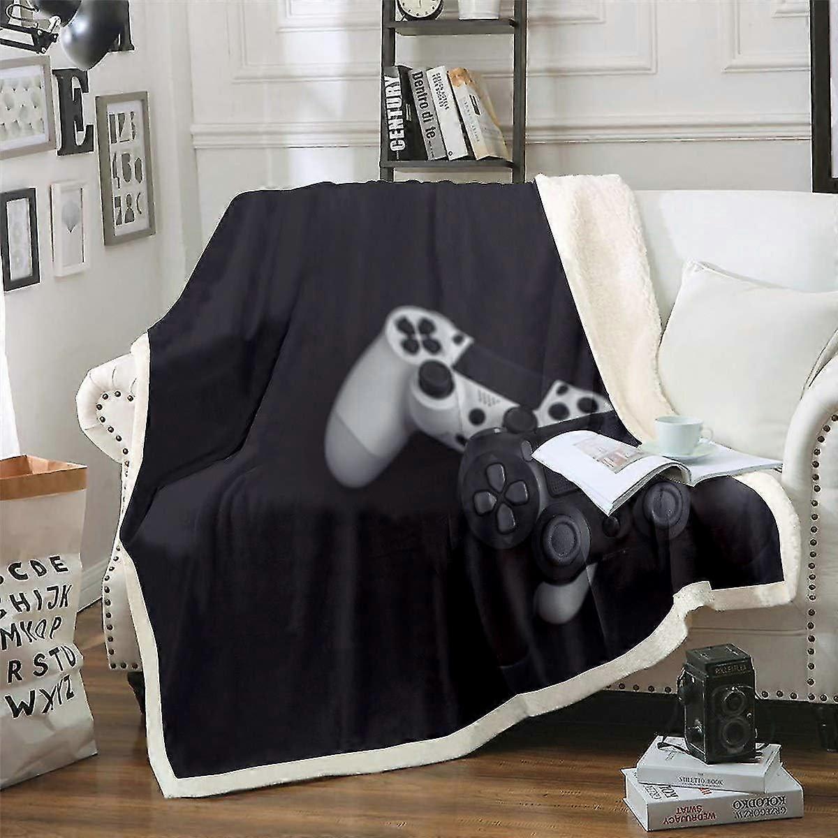 2025 Games Throw Blanket Video Game Gamepad Fleece Blankets for Gamer Kids Boys Teens Novelty Modern Game Controller Sherpa Blanket Action Buttons Fuz