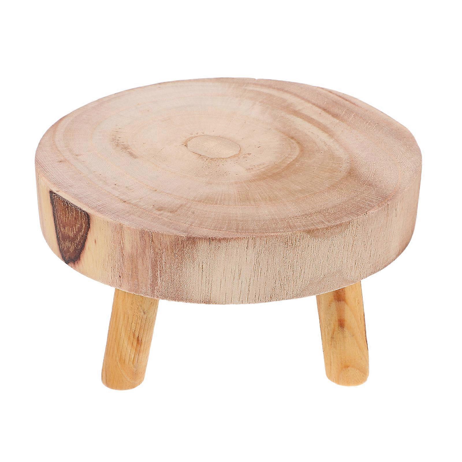 Ivory Flower Pot Holder with Wood Base for Storing Durable Crafts Stand Retro Art Home Decor 7.5 Inches