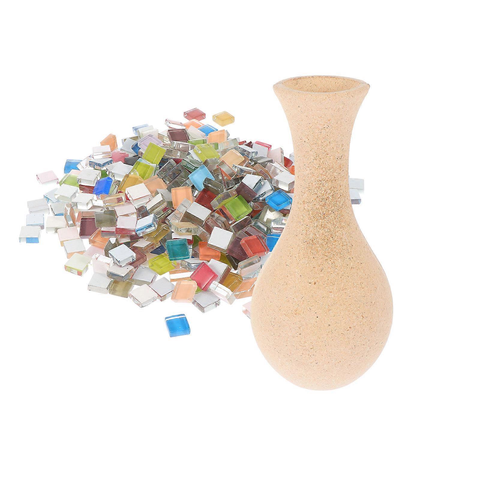 Diy Mosaic Patch Vase Large Wooden Flower Pot Craft Kit Colorful Tiles Hands Creativity Manual Home Decor