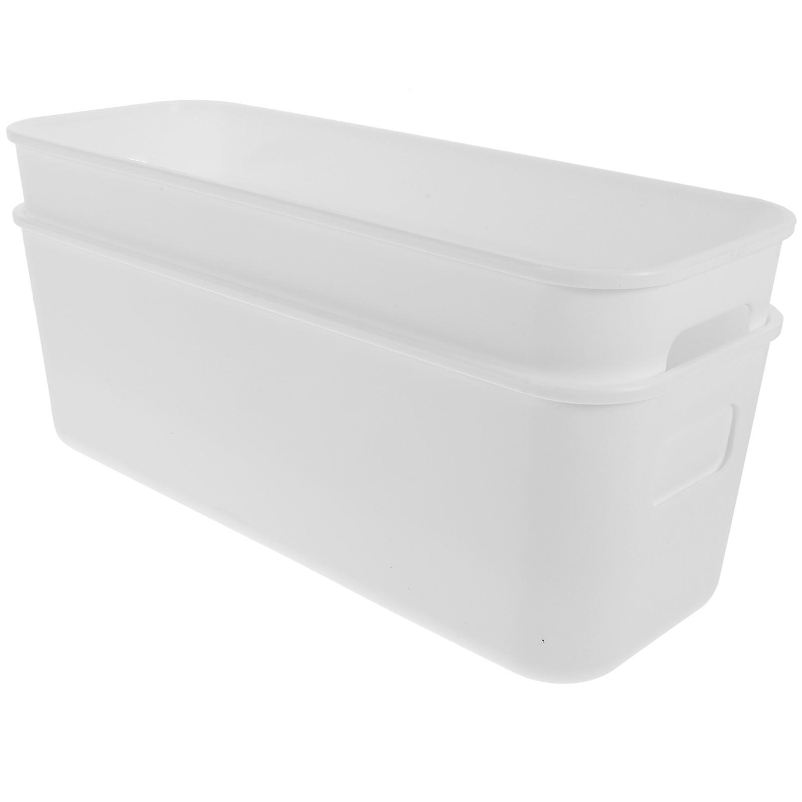 White PP Material Desk Organizer with Big Opening Design for Storage 2pcs 7.87x4.92x3.94 Inches