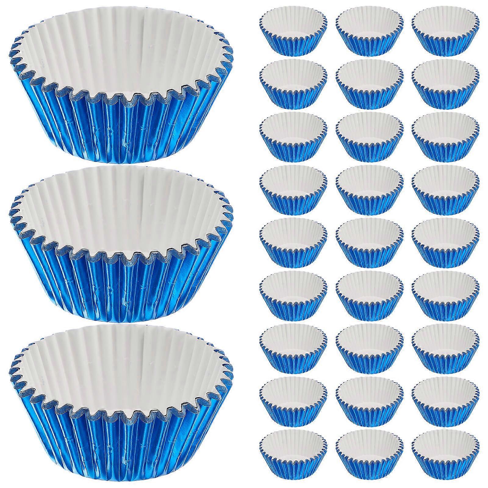 Blue Cupcake Liners for Baking Fashionable Paper Cases with Bright Color Designs 100pcs