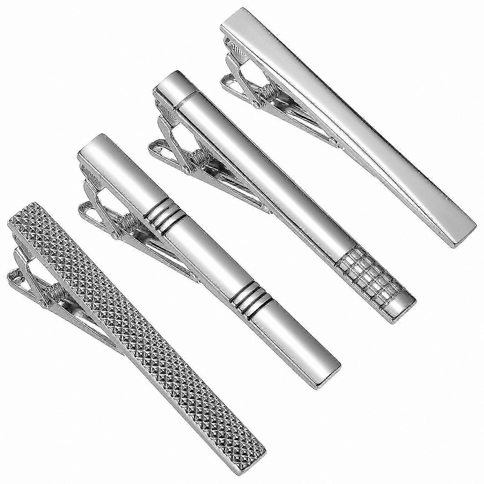 4-Pack Minimalist Tie Clips for Men, Business Necktie Accessories, Suitable for Banquets and Formal Suits, Stylish and Functional Tie Bar Set