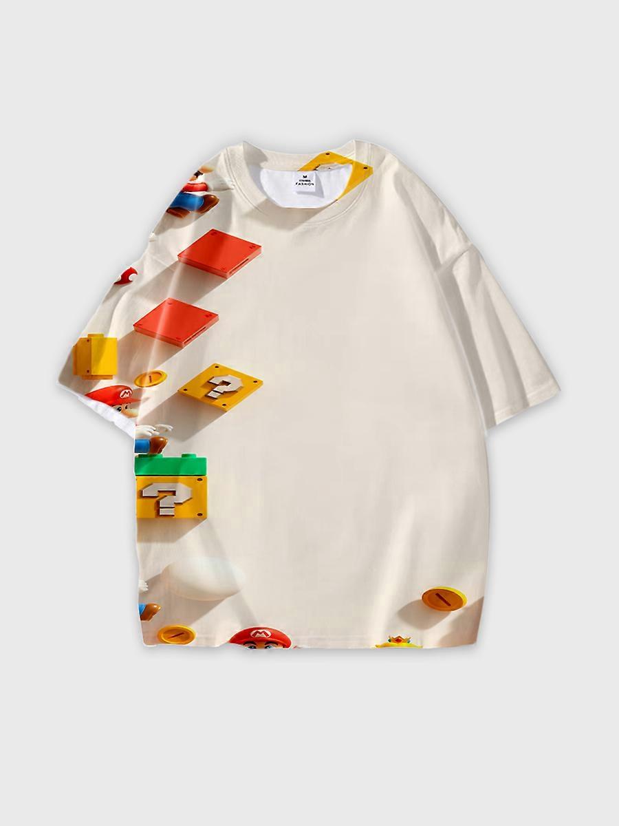 T-shirt Round Neck Pattern Loose Fit Short Sleeve D2251