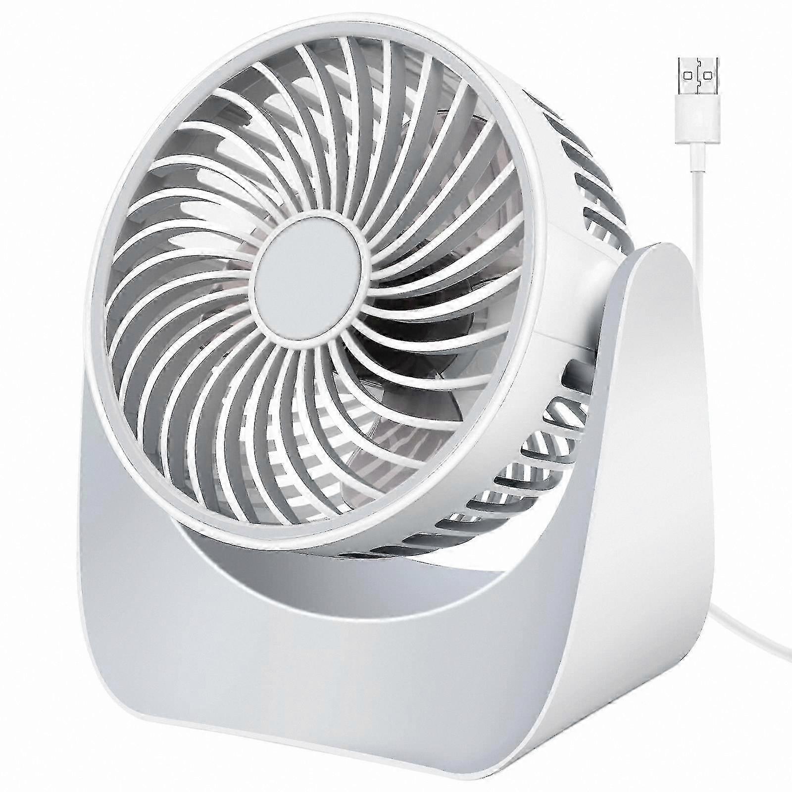 Mini USB Desk Fan with 3 Speeds, Portable 360° Rotating Small Fan for Home, Office, Travel Use (White)