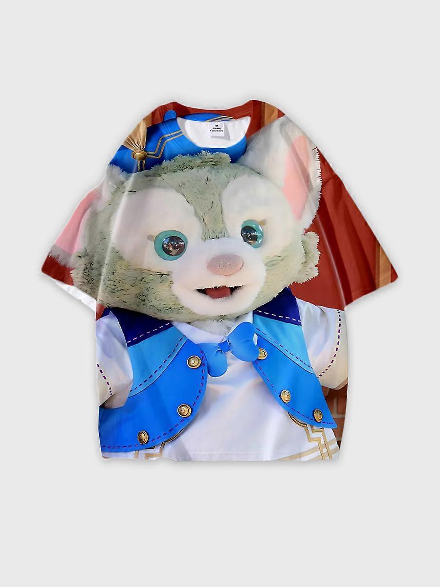 T-shirt round neck Role Pattern loose short sleeve J02