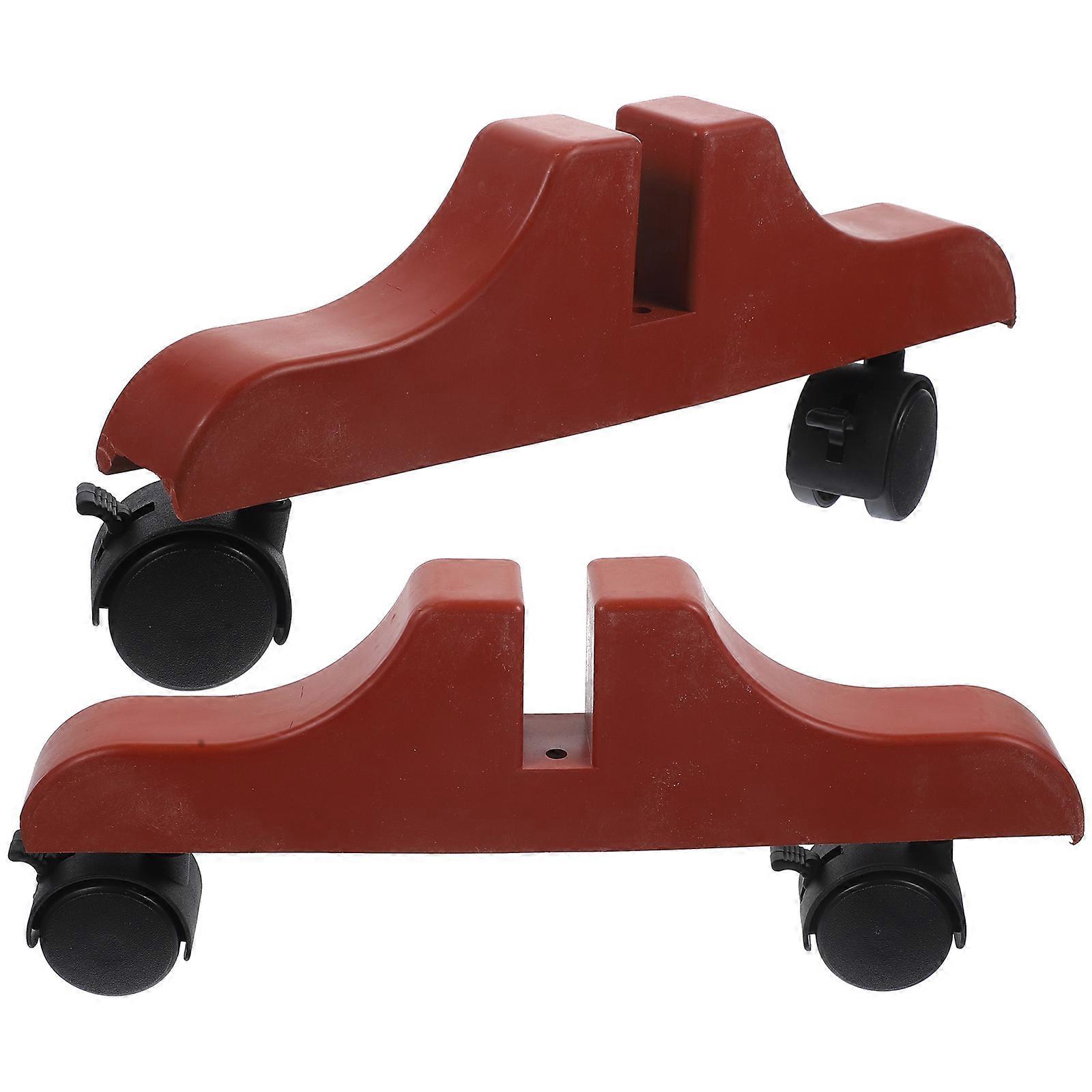 2Pcs Dark Red Plastic Room Divider Stand with Wheels for Shower Head Support and Easy Installation