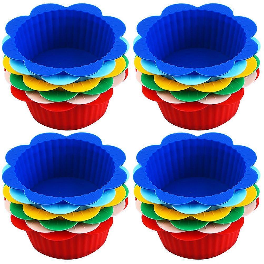 24Pcs Silicone Muffin Liners Muffin Cake Liners Nonstick Baking Cups Silicone Cake Liners