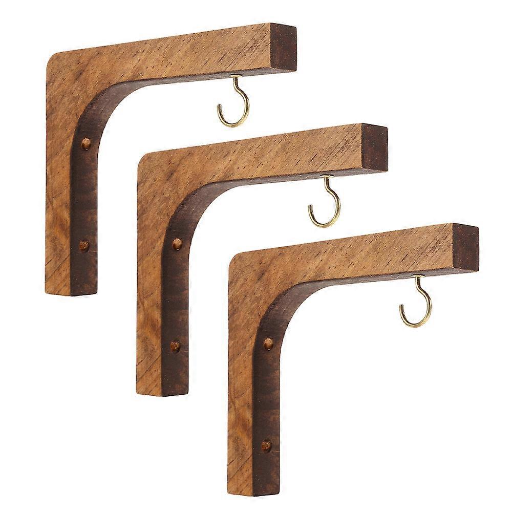 3 قطع خطافات نباتية خشبية بنية فاتحة لتعليق شماعات حائط دائمة للديكور الداخلي والخارجي