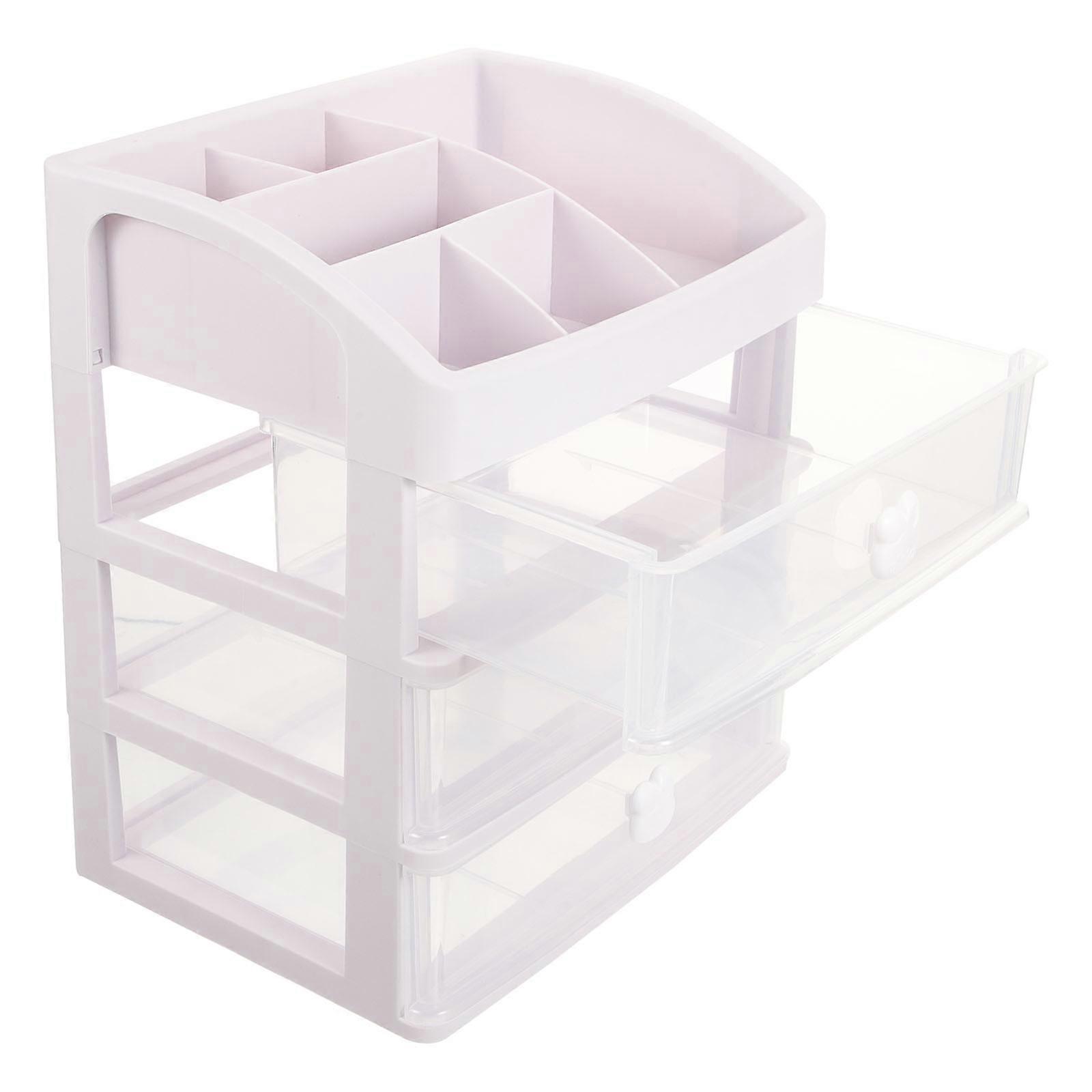 White Plastic Desk Organizer for Storage Use Multi-function Cosmetics Stationery Organizer 5 Tiers