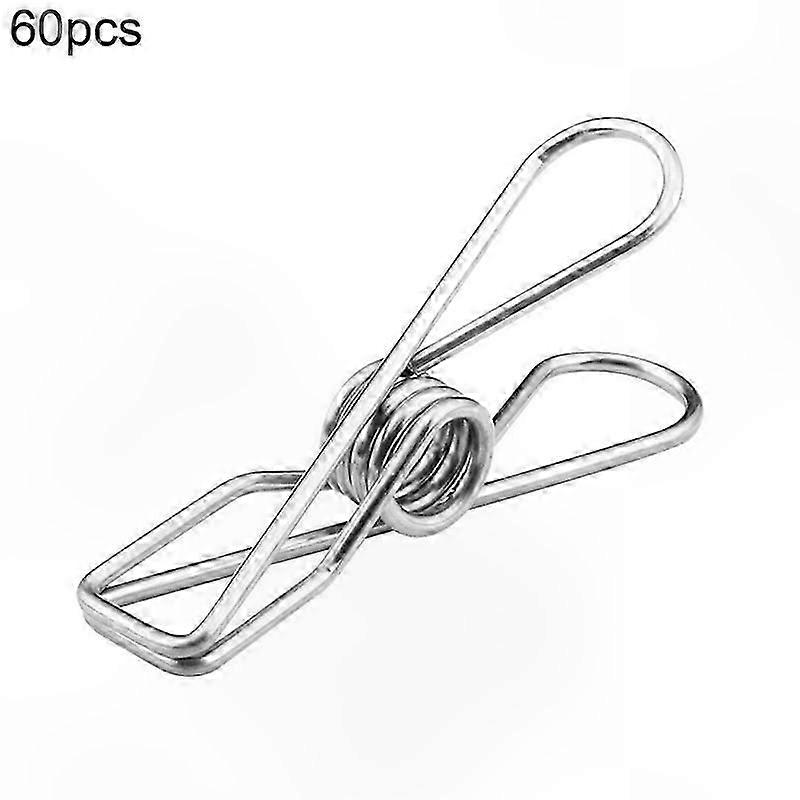60 Pack Stainless Steel Clips for Clothes Socks Documents Hanging Organization