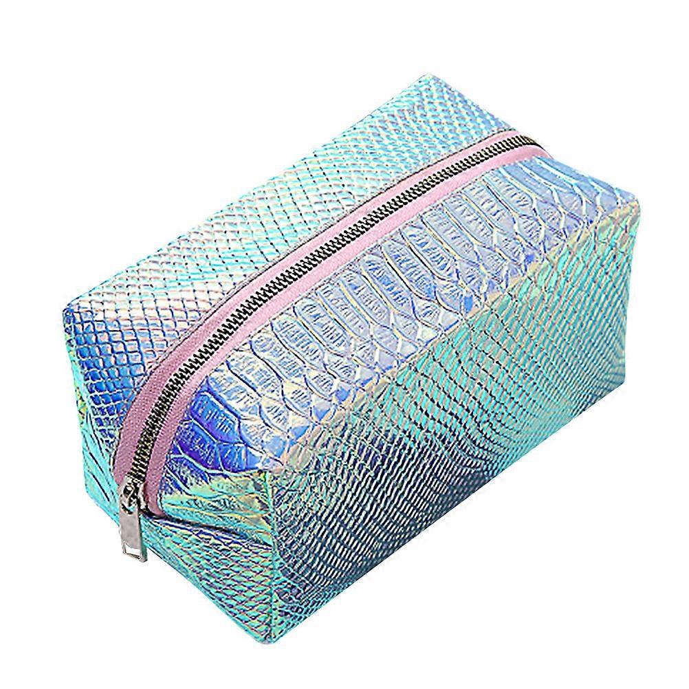 Blue Cosmetic Bag for Storage Use with Large Capacity and Durable Polyester Material 6.3 x 3.9 x 7.9 inches