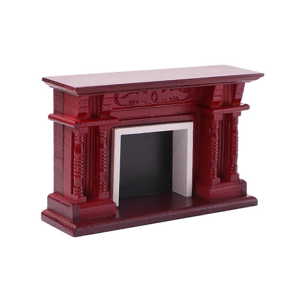 Retro Mini House Fireplace Furniture Model for Decoration Made of Plastic Resin Red Color Great Accessory 6.5 x 3.2 x 4.1 inches
