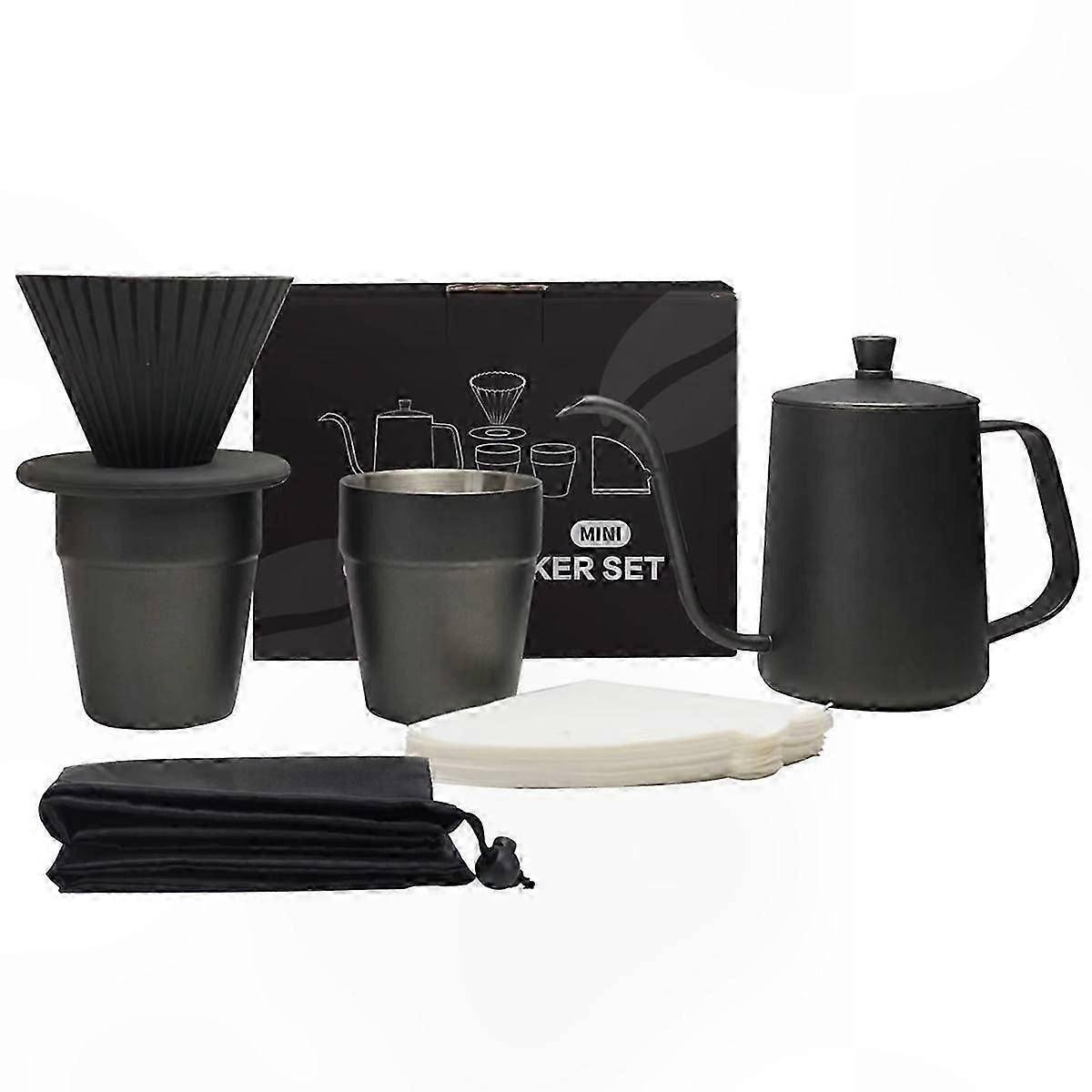 Travel-Friendly Coffee Maker Kit for Pour-Over and Latte Preparation