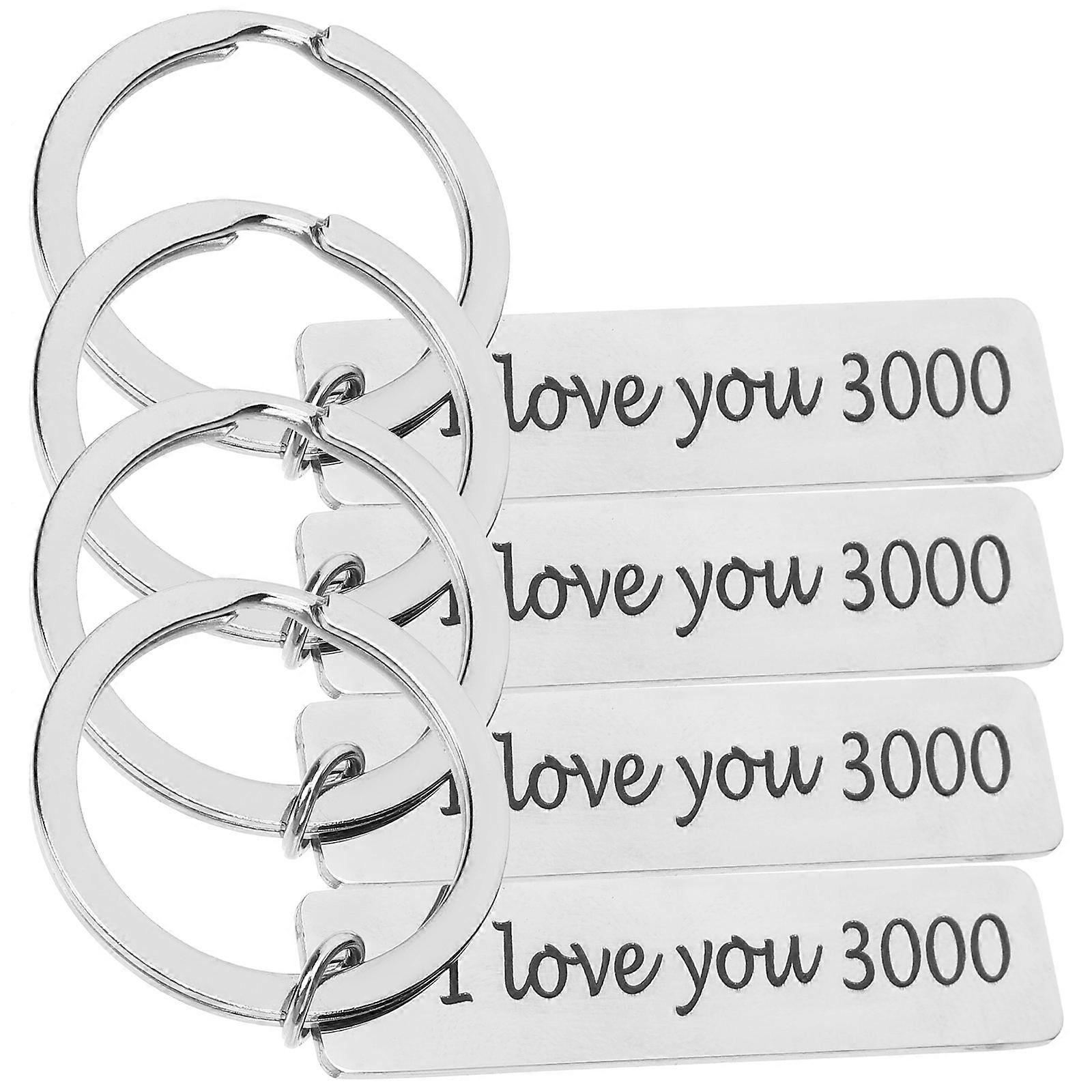 Valentines Day Keyring 4Pcs I Love You Keychains Couple Keyrings Decorative Silver Organizing Keys