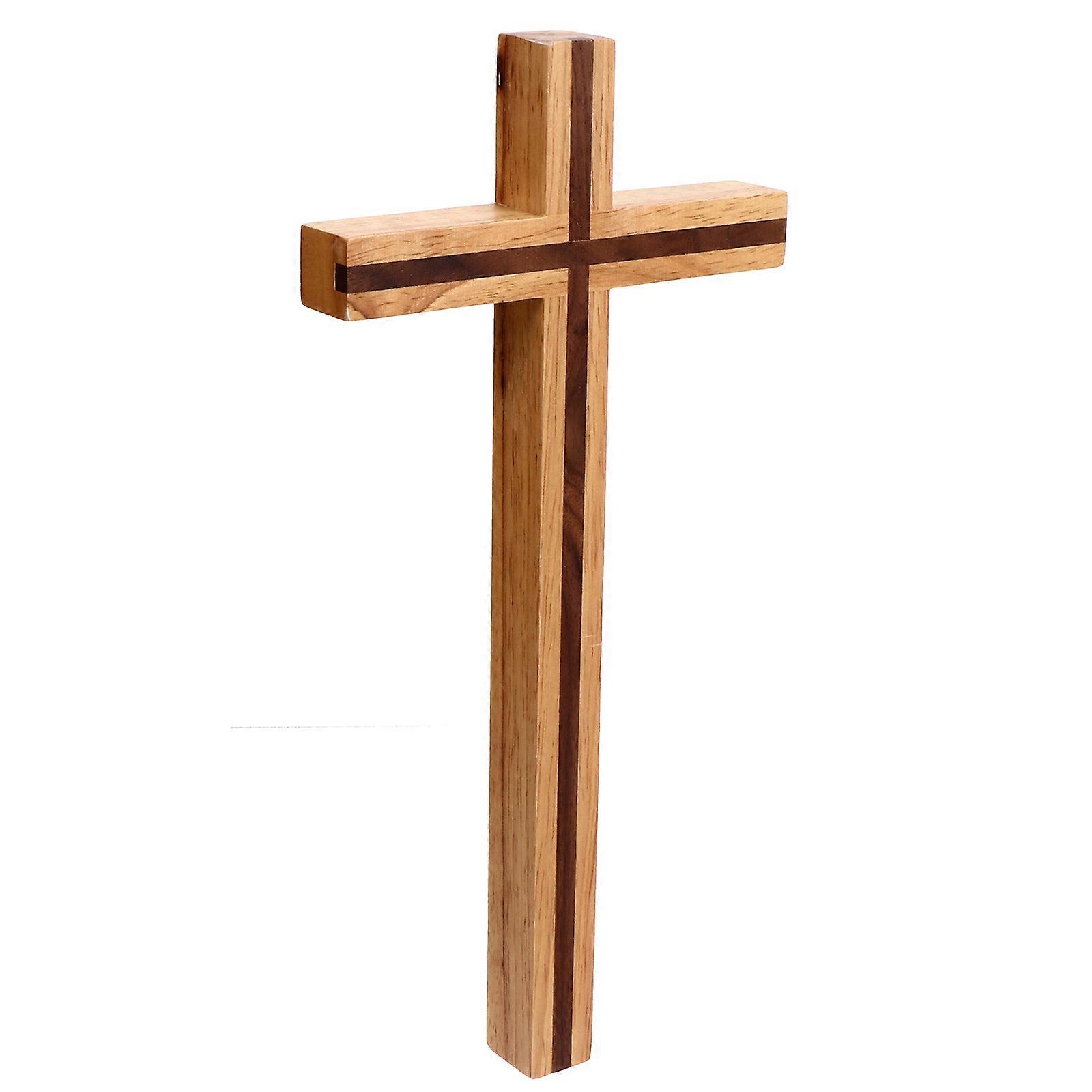 Wooden Cross Pendant for Decor Made of Chocolate Color 1pc