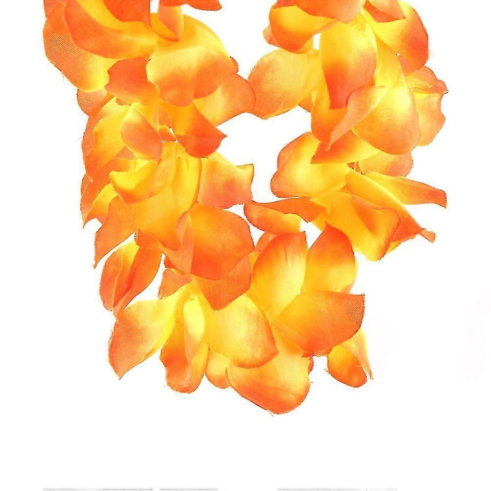 Hawaïen Lei Guirlandes Jaune Herbe Danse Fleur Collier Plages Fêtes Accessoire Pour Adultes 1Pcs