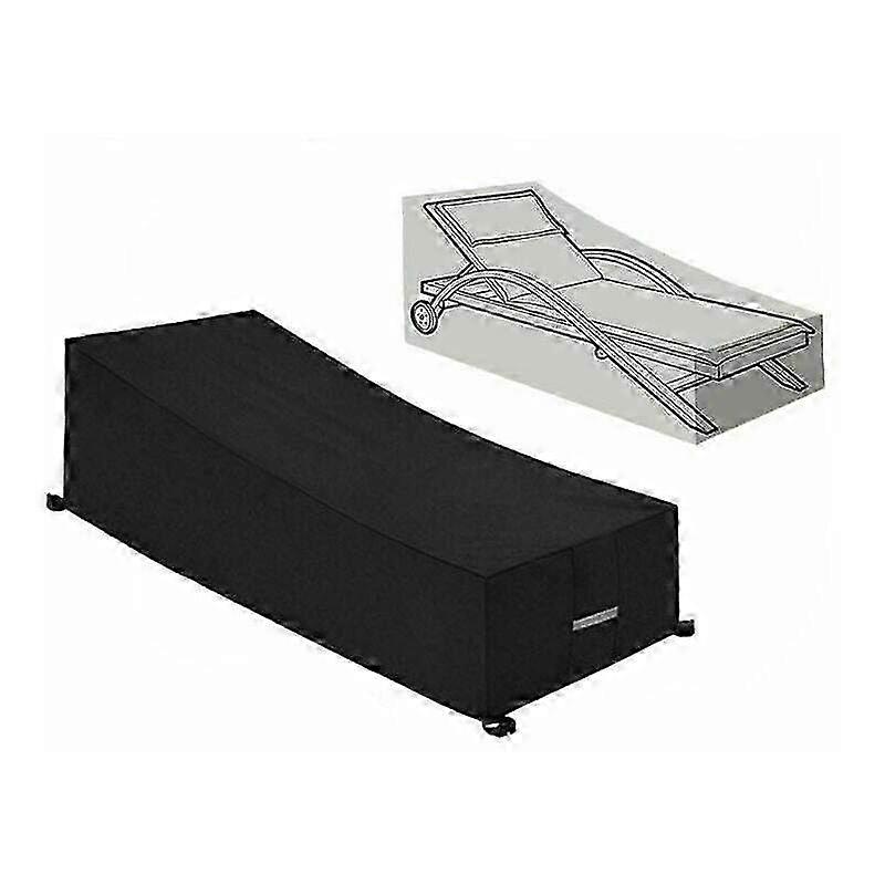 Waterproof & Windproof Protective Cover for Sun Lounger & Deckchair - Anti-UV 210D Oxford Fabric, Black (210x75x40/80cm)