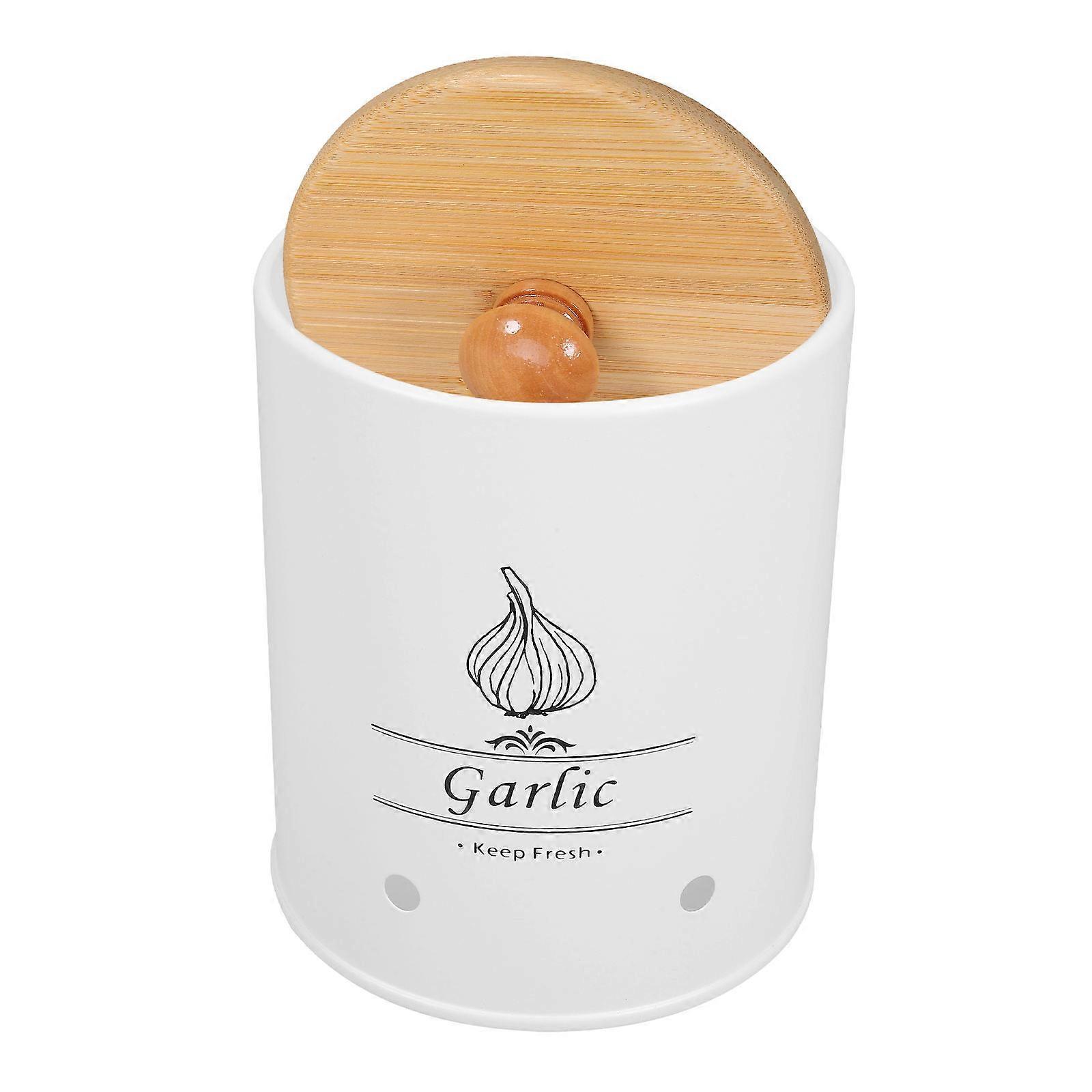 Kitchen Garlic Storage Container Preservation For Countertop In White 1Pack
