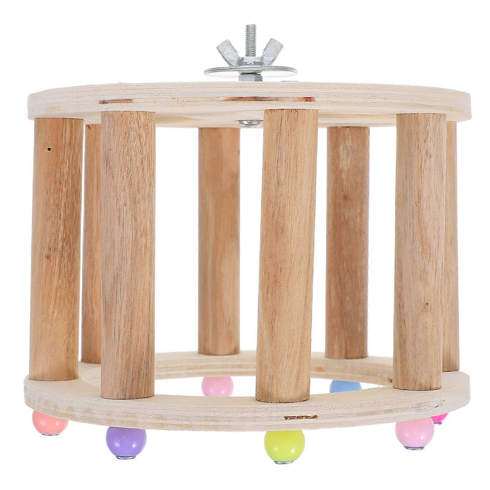 Wooden Rotating Wheel Toy for Birds Promoting Healthy Exercise and Entertainment Small Size