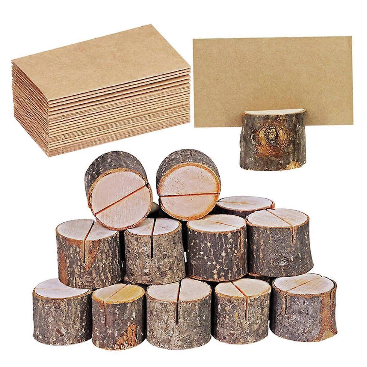35 Wooden Table Card Holders, Rustic Memo Stands for Weddings, Parties, Decor
