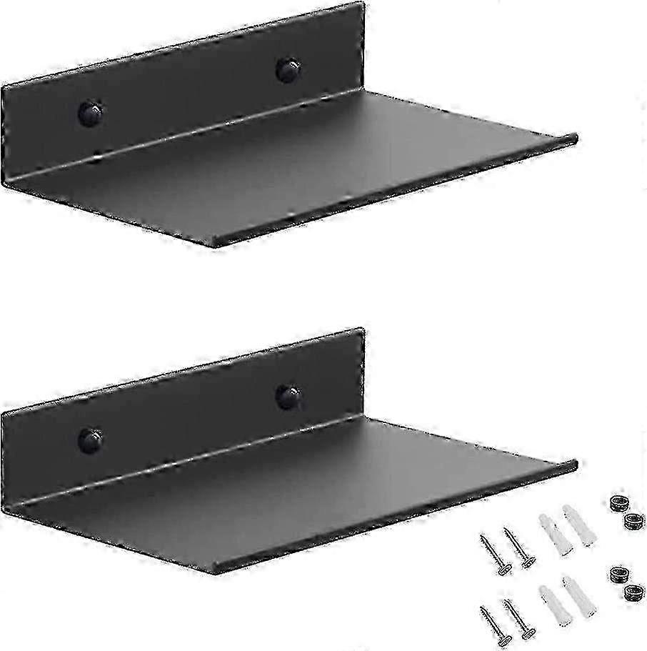 20 سم أسود معدن عائم الجرف 2 عبوة، حمام وغرفة معيشة تخزين الحائط مع ثقوب التثبيت ومسامير hwy