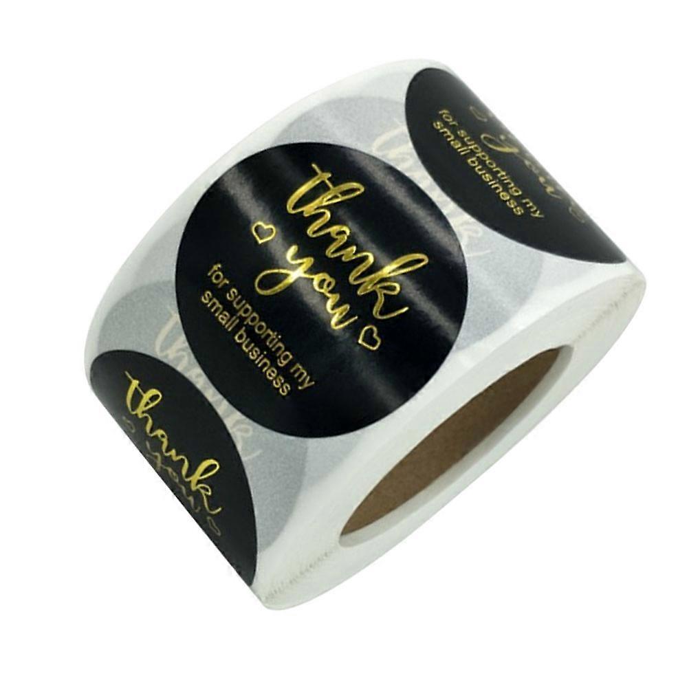 Decorative Thank You Stickers For Customers And Loved Ones 3.8X3.8CM Black Self-Adhesive Round Stickers 500Set