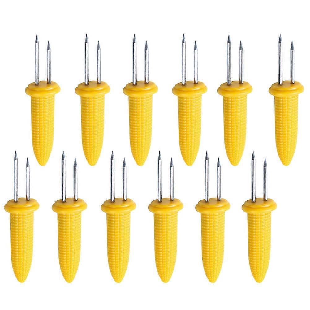 Barbecue Tool Corn on The Cob Holders Ergonomic Design For Outdoor Activities Yellow Easy To Clean 10Pcs