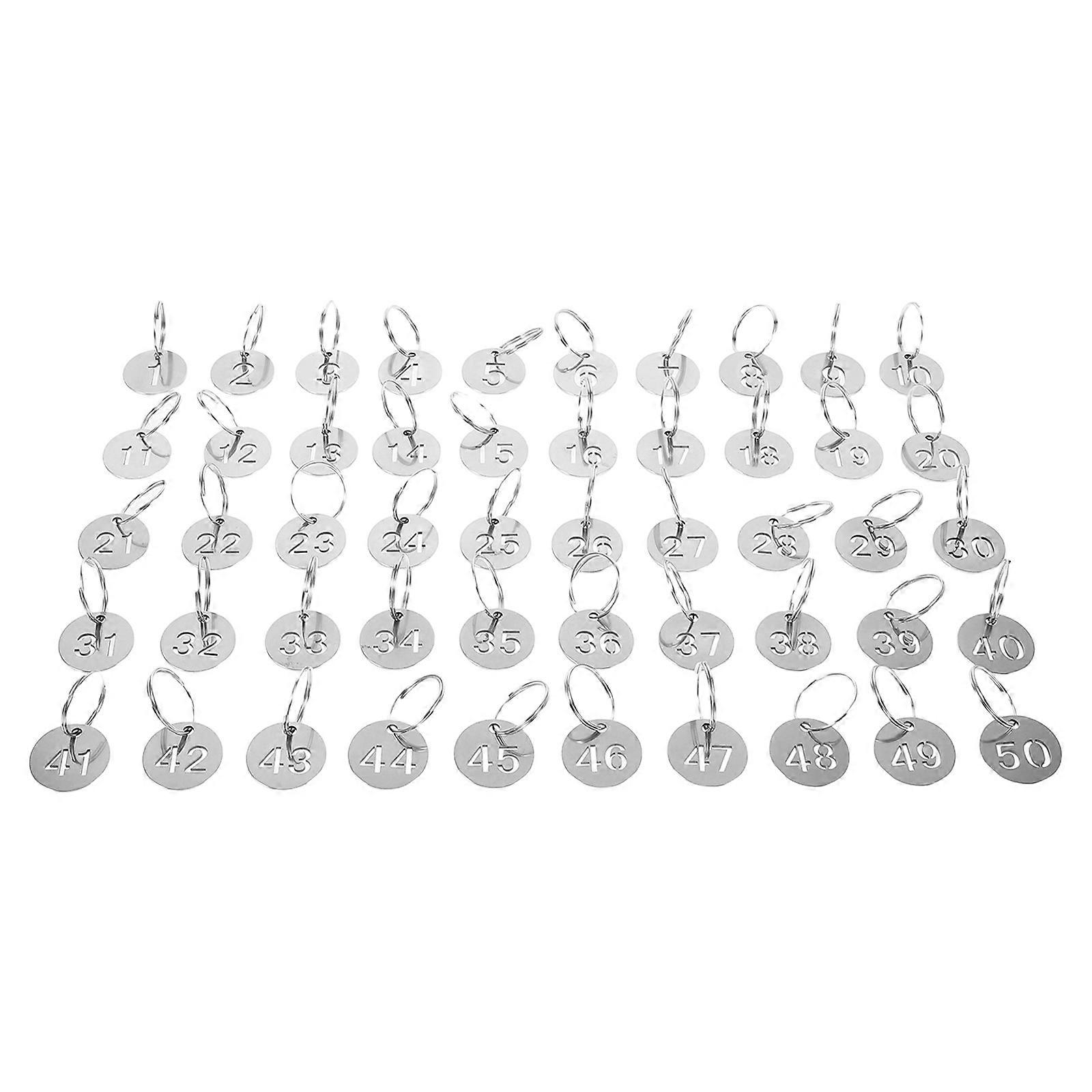 50pcs Stainless Steel Numbered Key Tags with Split Key Rings for Identification & Organization