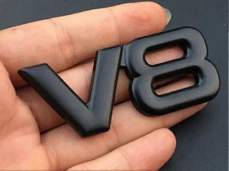 V8 Emblem Metal Sticker Badge Car Matt Black 3D Design Compatible with All V8 Models Durable and Stylish Automotive Accessory