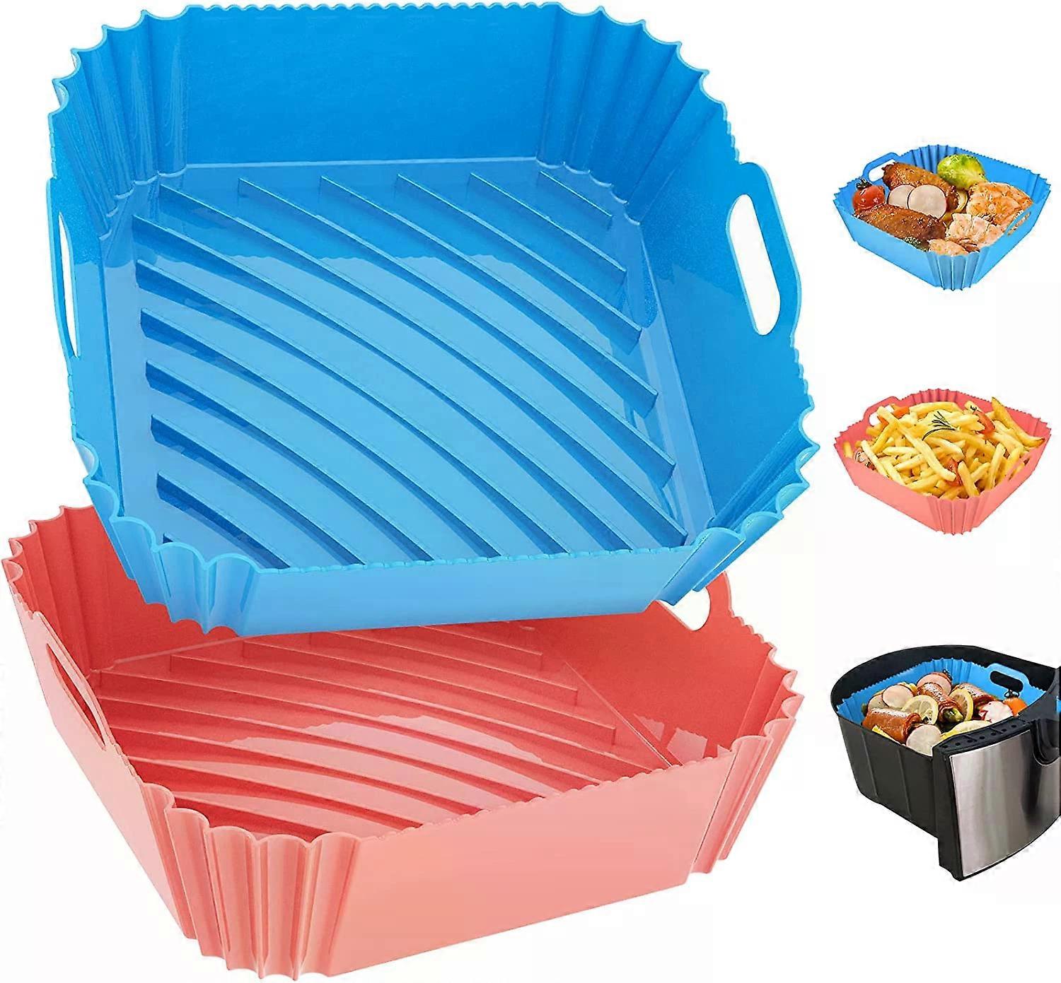 Air Fryer Silicone Liners, 2 Pack Square 7.1 Inch Reusable Airfryer Liners for 4-7 QT