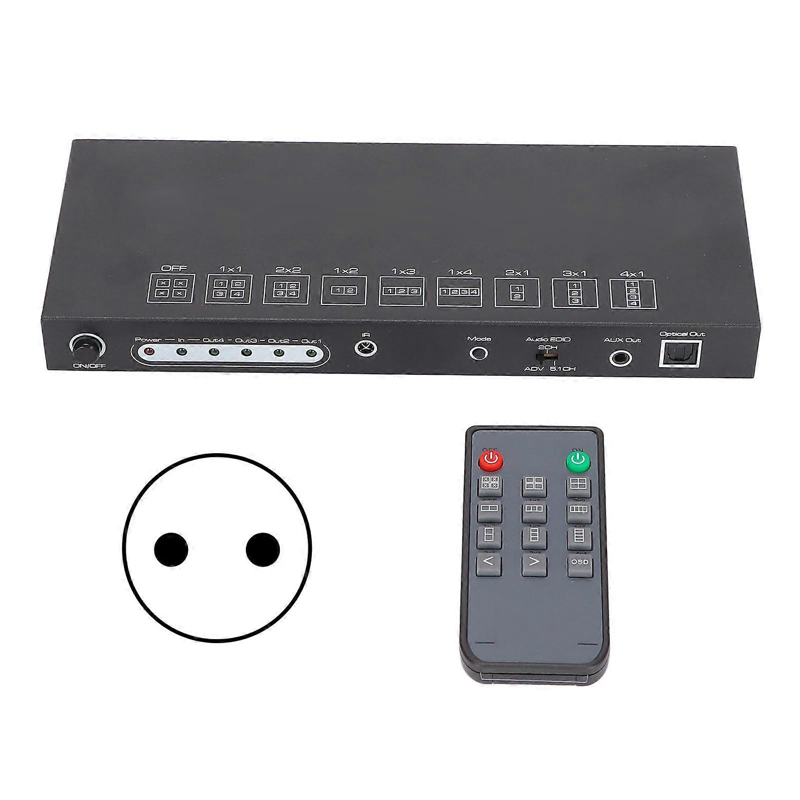 4-Port 4K HDMI Splitter for Conference Rooms – 300MHz LED Wall Controller (EU Plug)