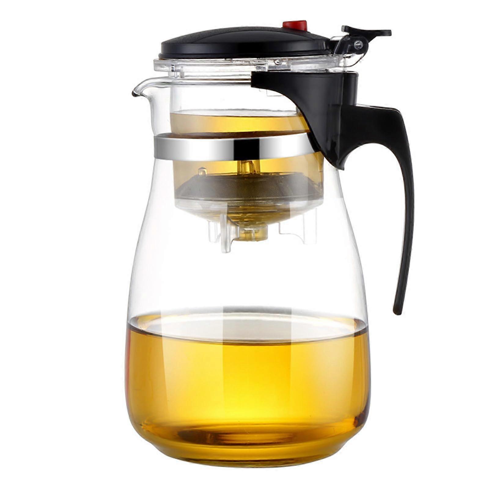 Glass Teapot and 4 Tea Cups with Infuser Sieve, Clear Transparent