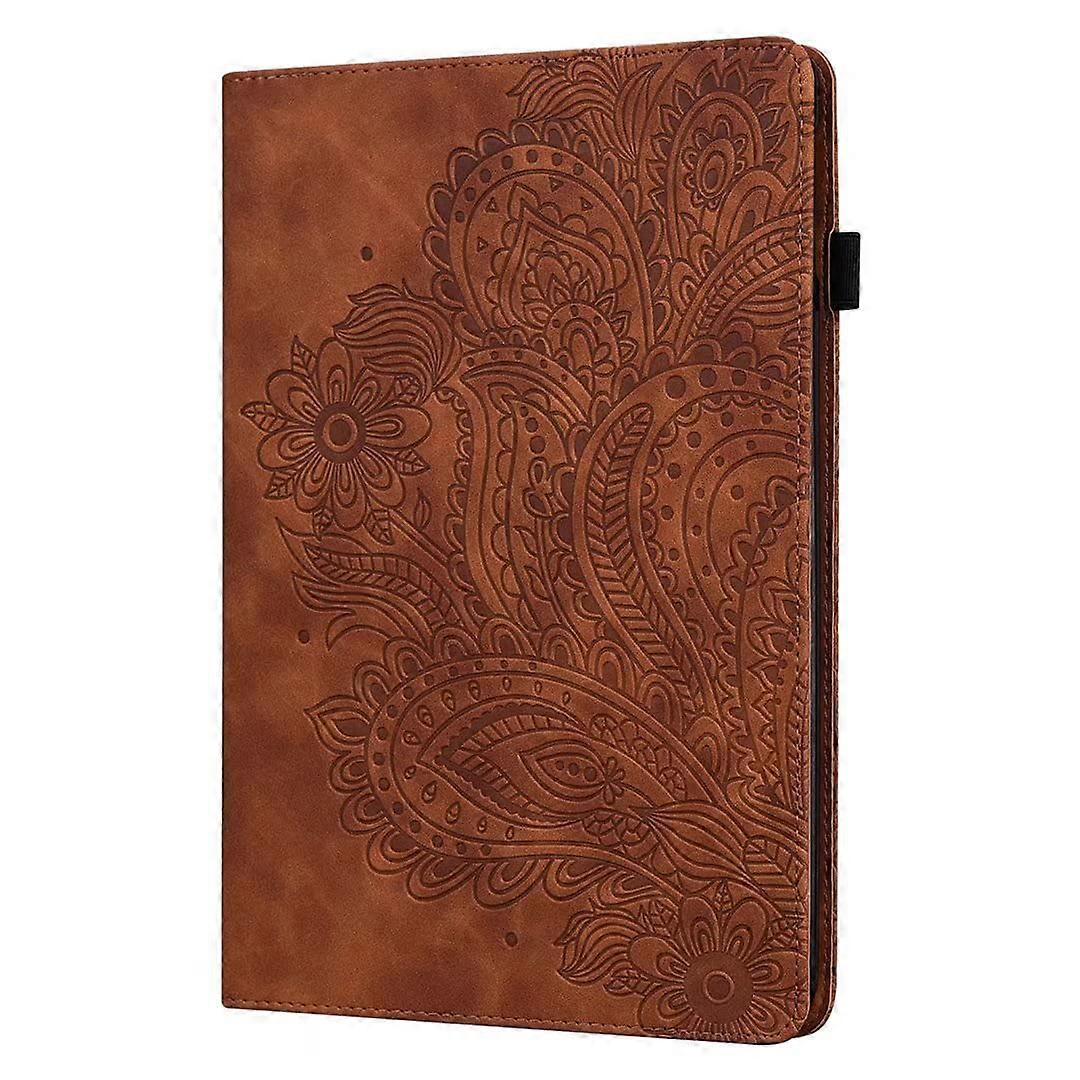 Flip Cover Case Brown for Samsung Galaxy Tab A9 Plus/A9+ 2023, Hard Book Style with Stand, Card Slot, Magnetic Closure
