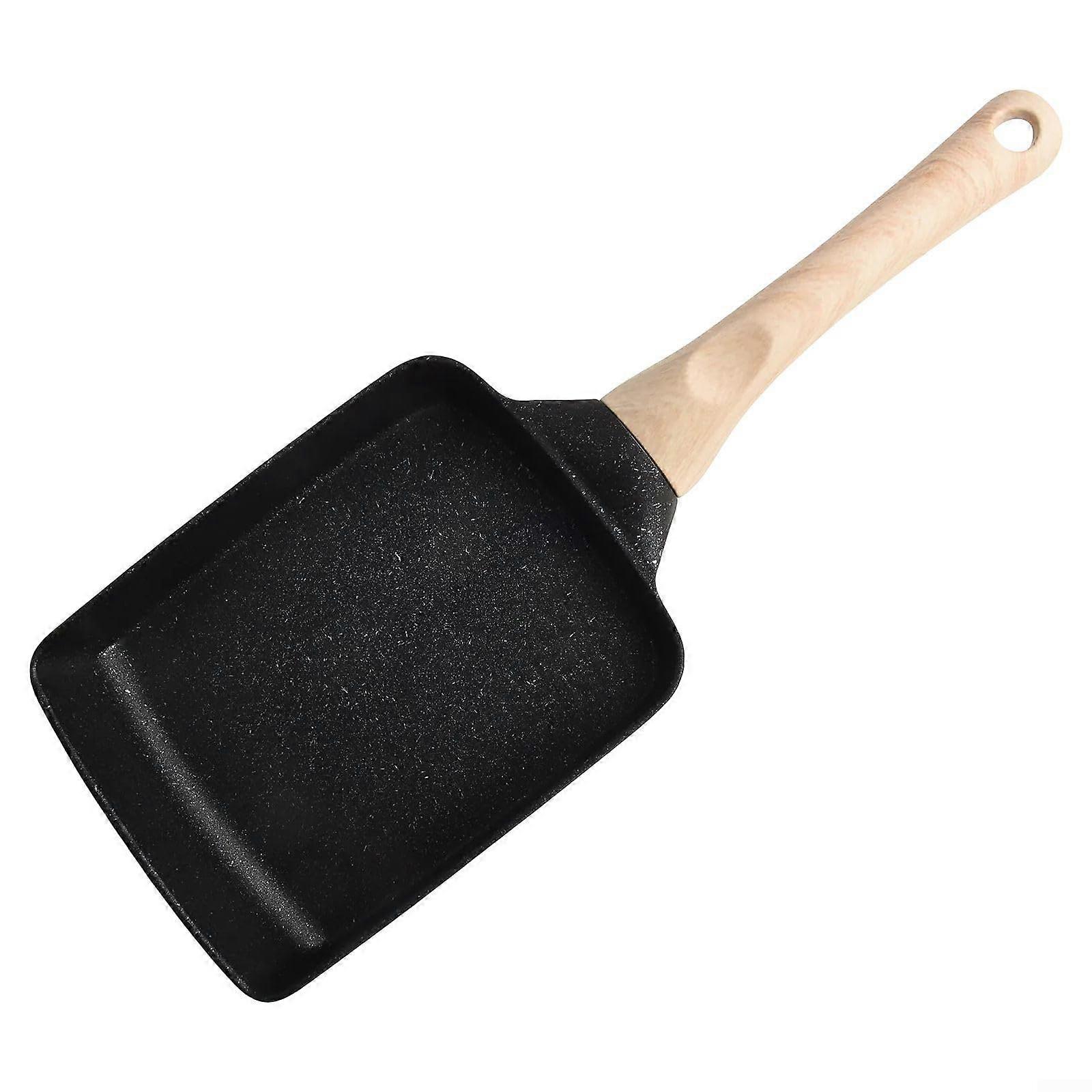 Compact Tamagoyaki Pan Nonstick Egg Roll Maker 7-Inch Black Easy Clean Durable Cooking Tool